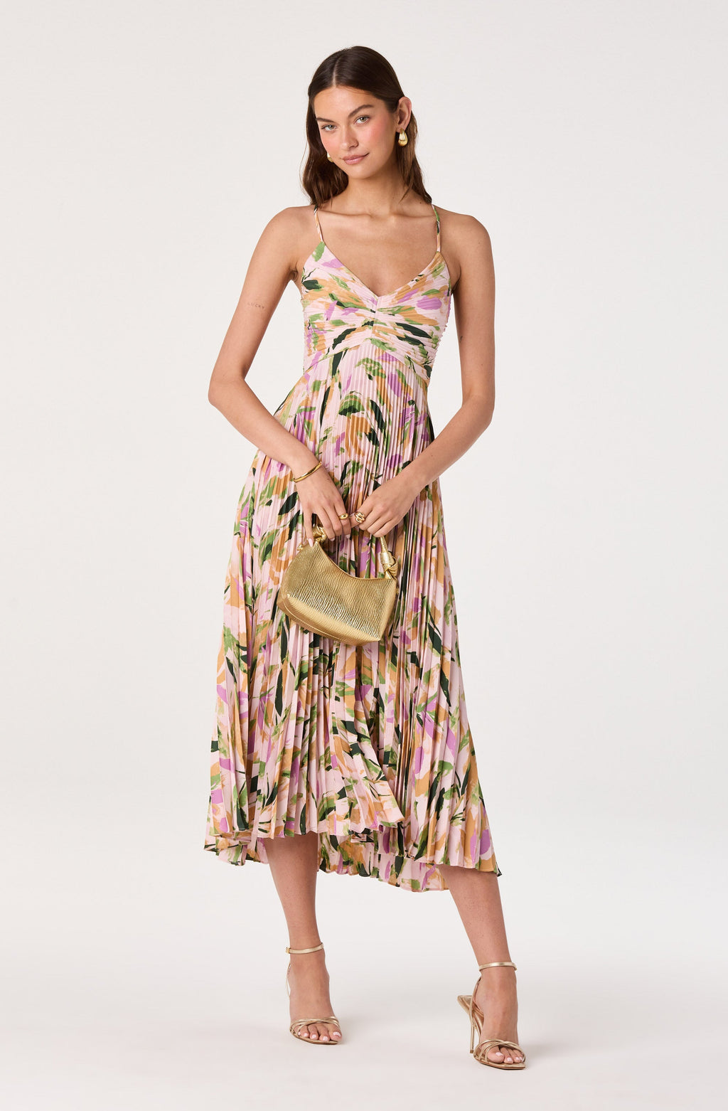 Blythe Floral Plisse Midi Dress