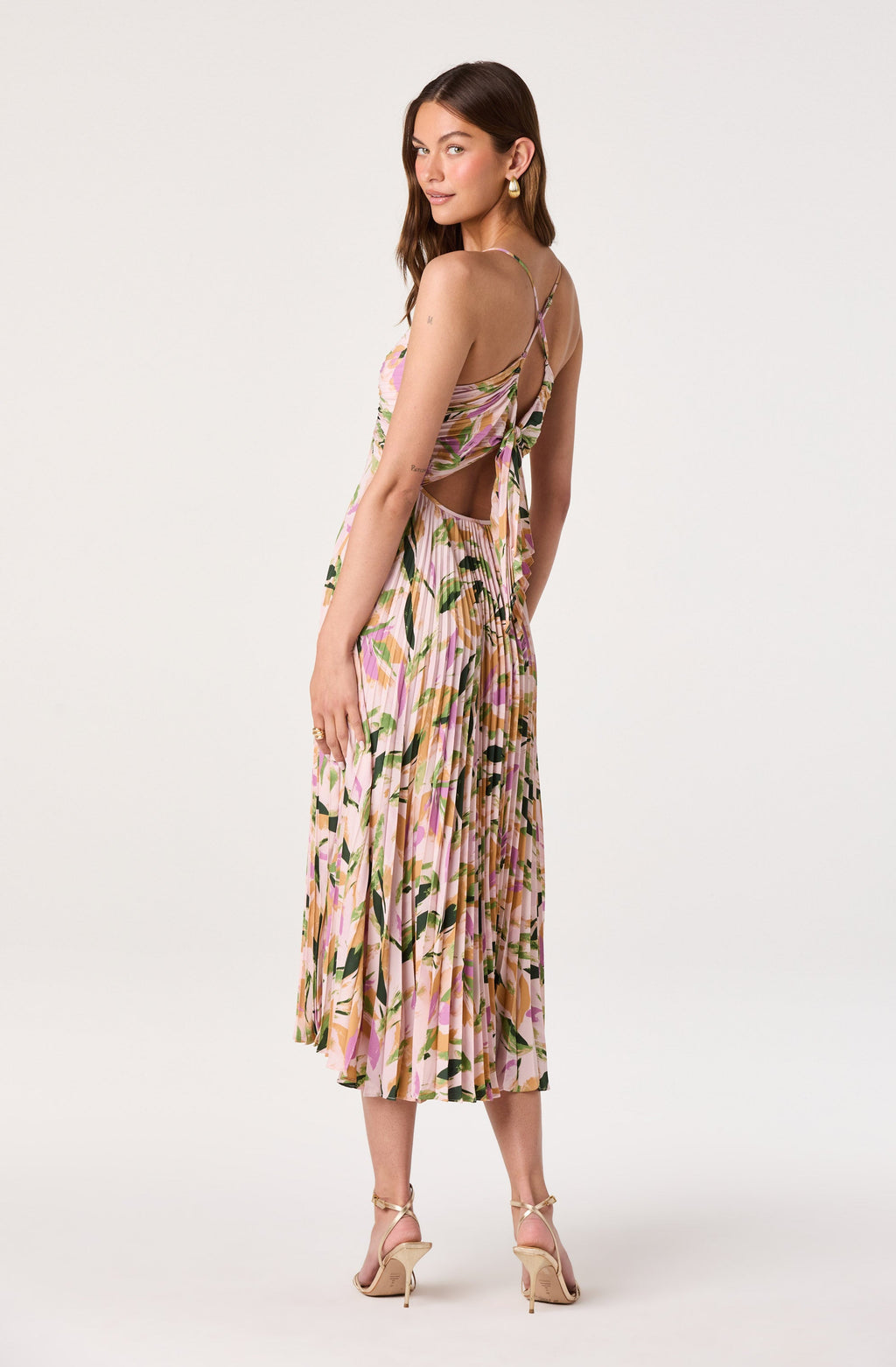 Blythe Floral Plisse Midi Dress
