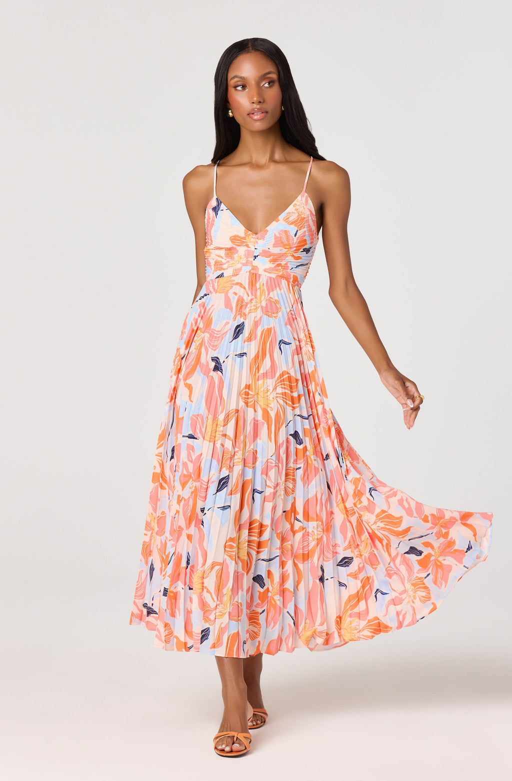 Blythe Floral Plisse Midi Dress