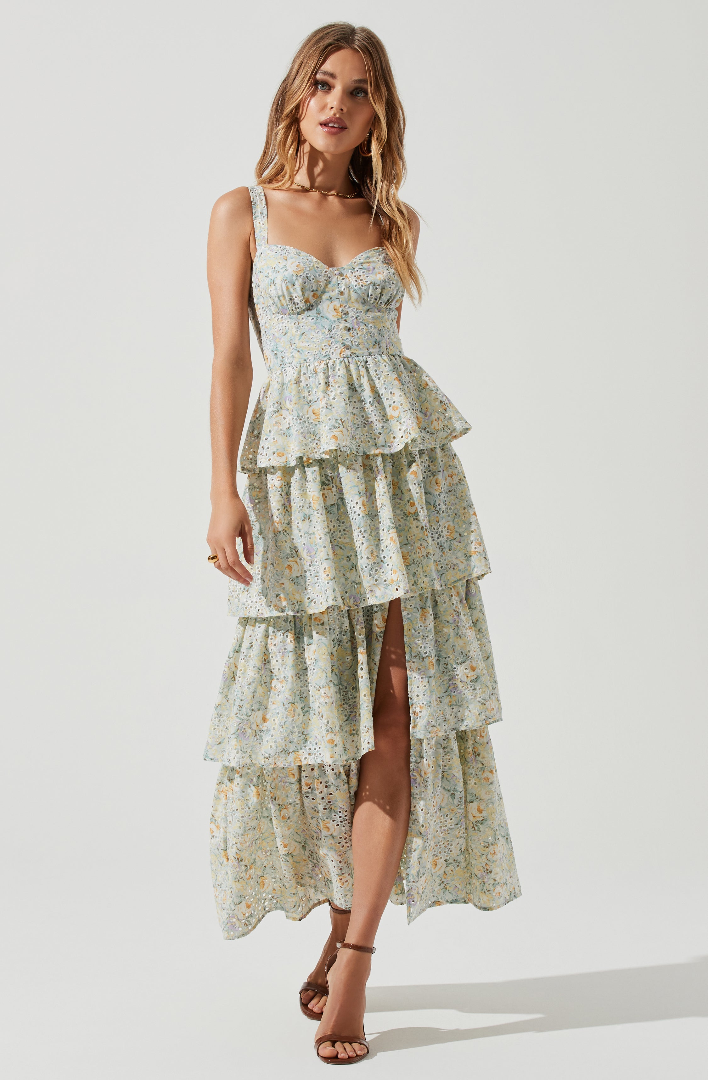 Midsummer Eyelet Tiered Maxi Dress