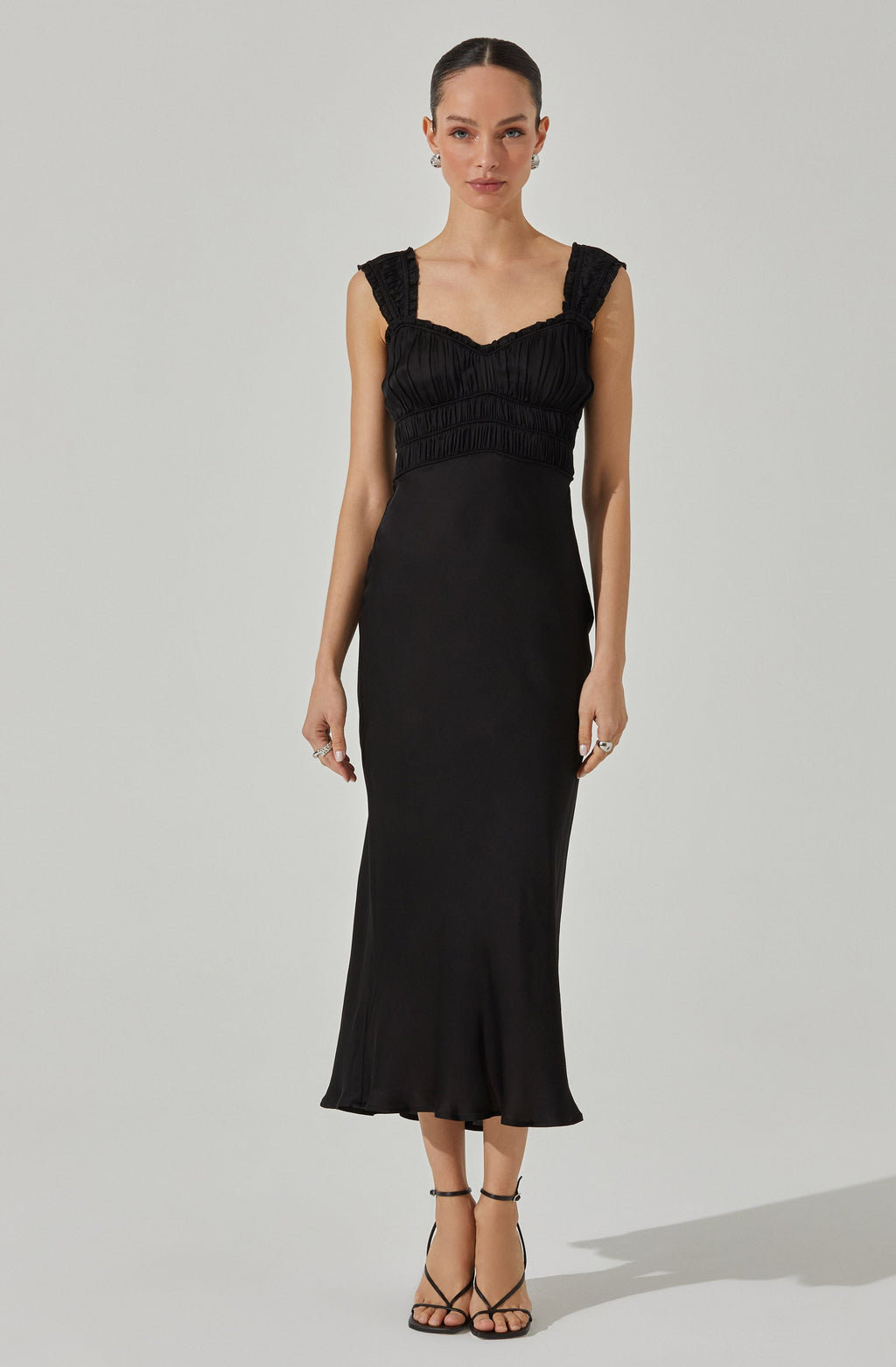 Enola Satin Smocked Midi Dress