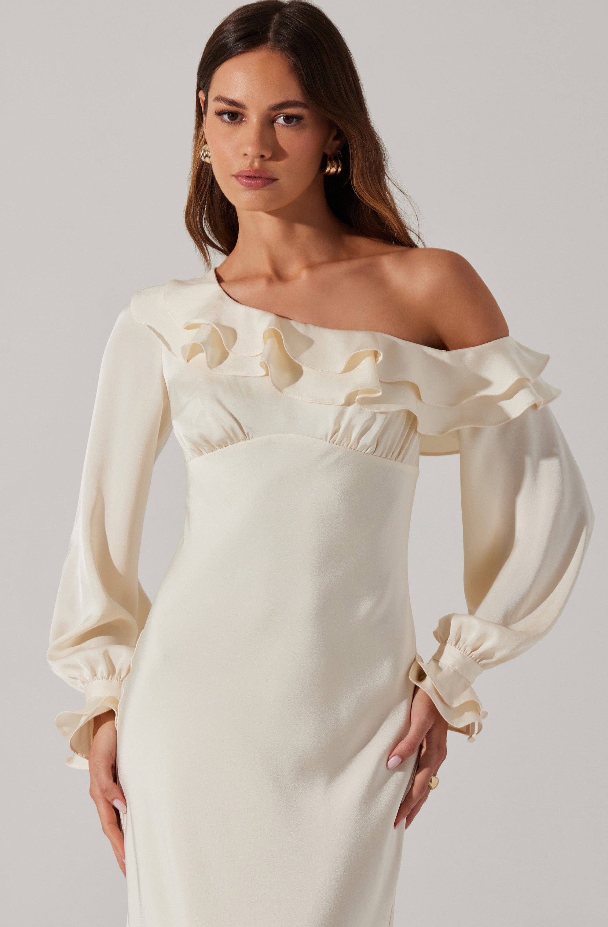 Coraline Off-Shoulder Satin Maxi Dress