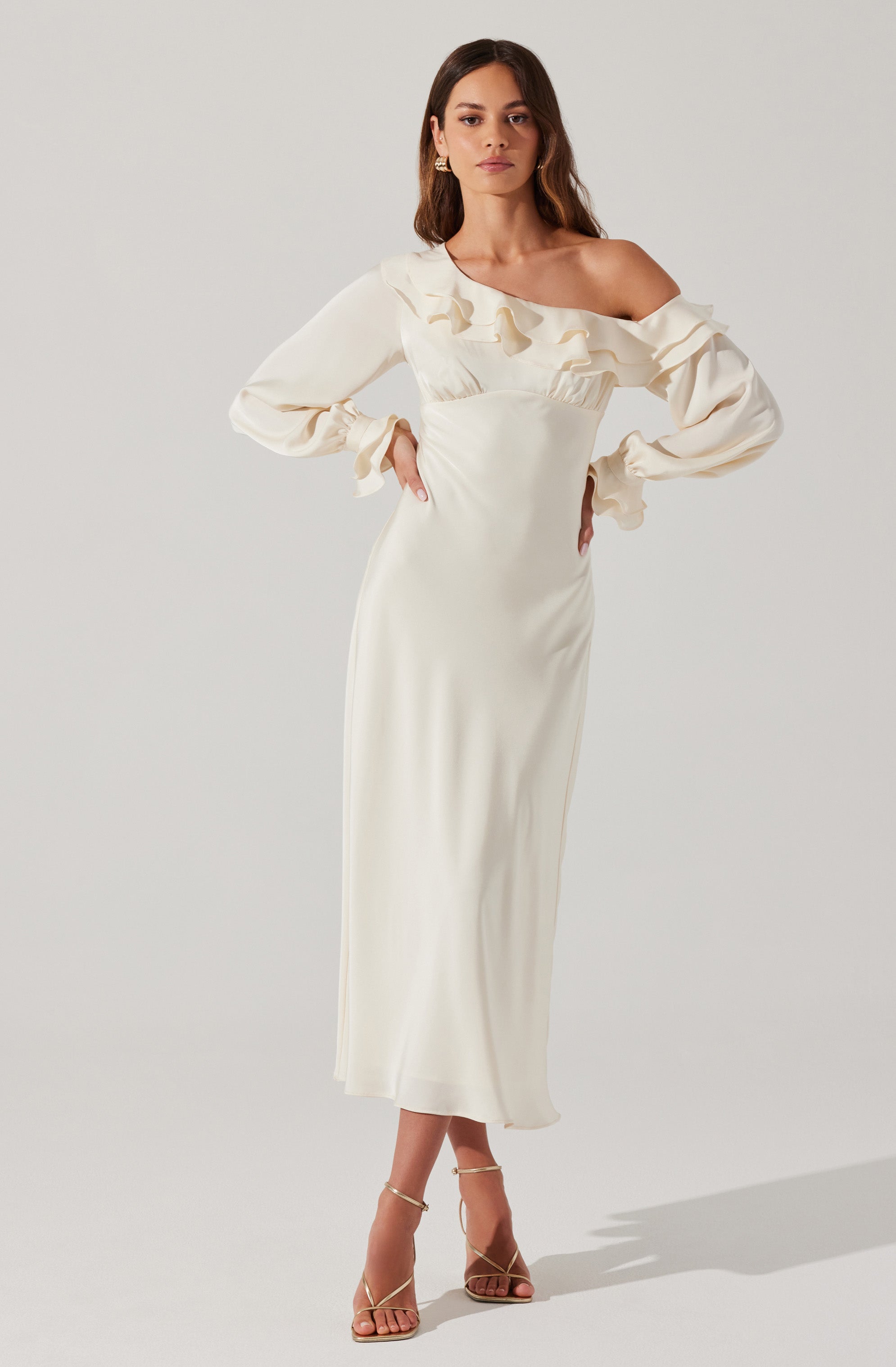 Coraline Off-Shoulder Satin Maxi Dress