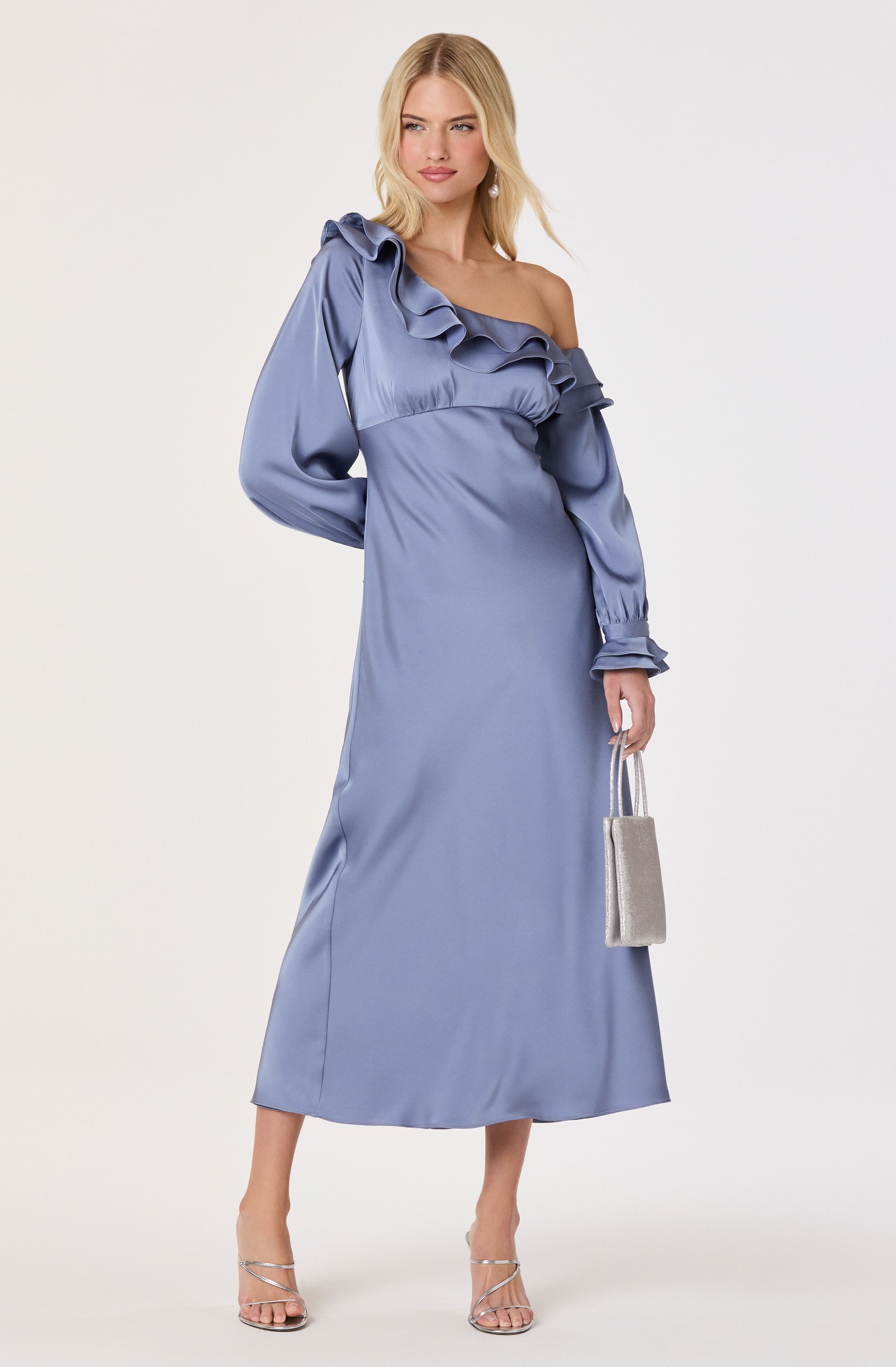 Coraline Off-Shoulder Satin Maxi Dress