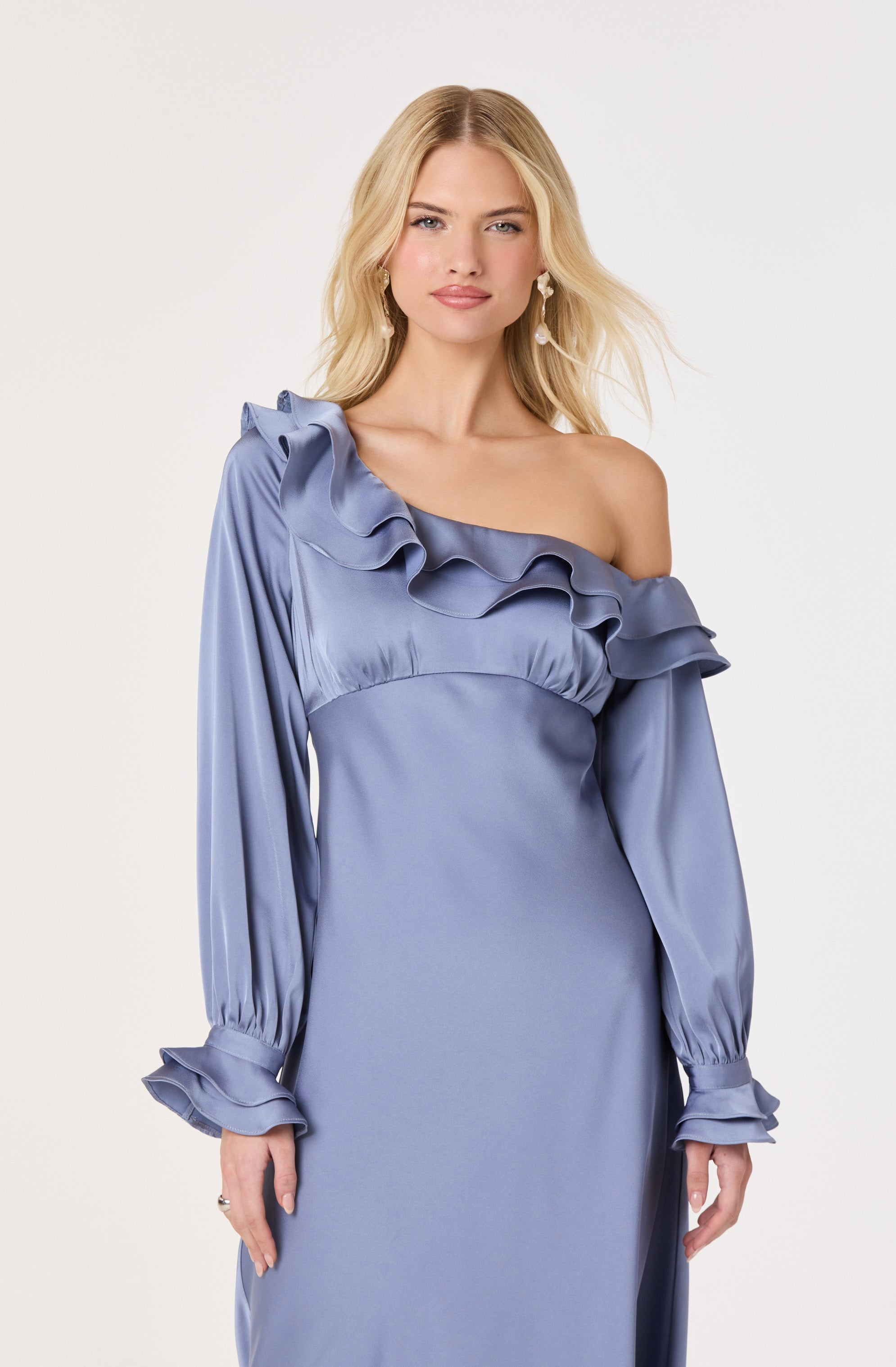 Coraline Off-Shoulder Satin Maxi Dress