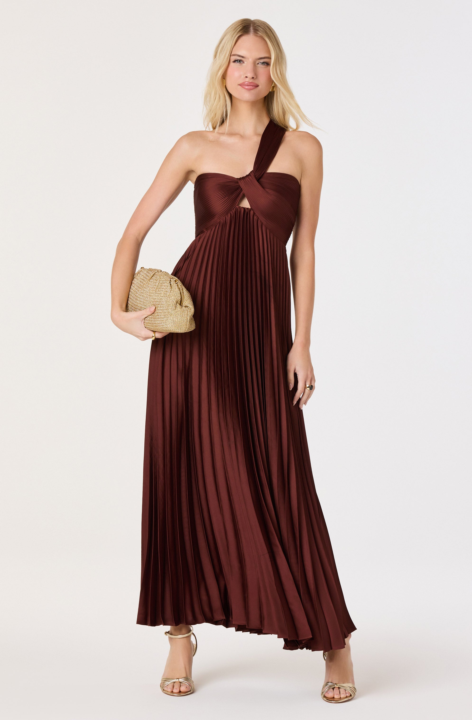 Rasya One-Shoulder Pleated Maxi Dress