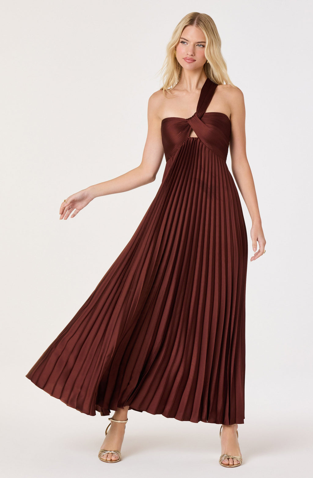 Rasya One-Shoulder Pleated Maxi Dress