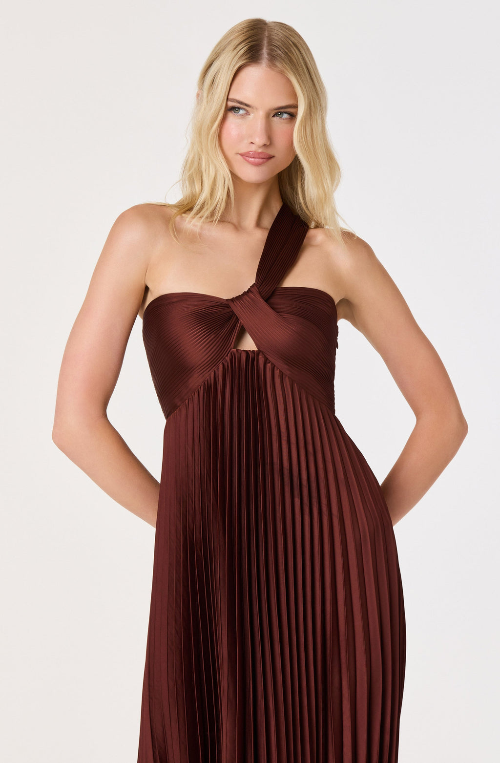 Rasya One-Shoulder Pleated Maxi Dress