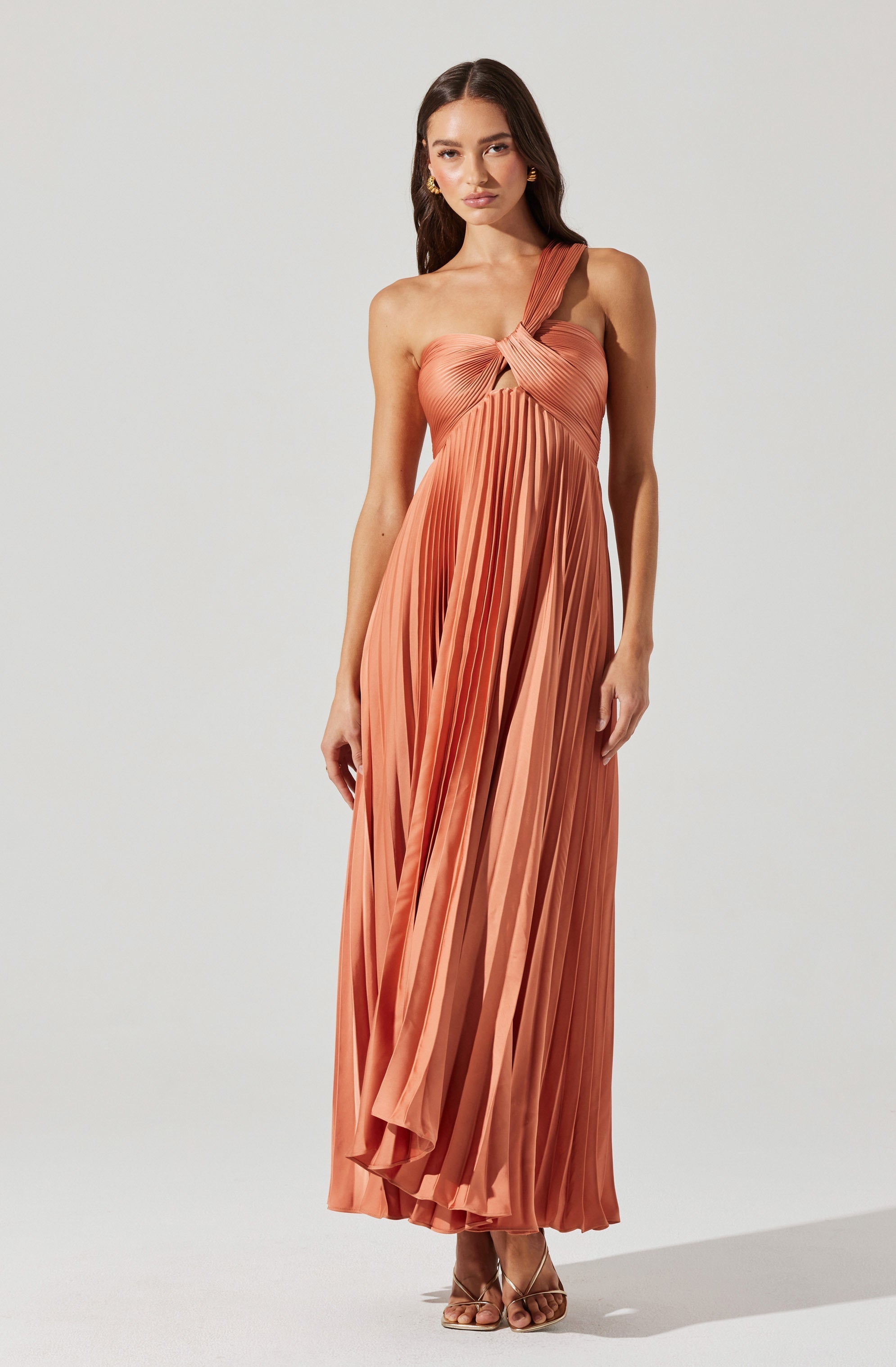 Rasya One-Shoulder Pleated Maxi Dress