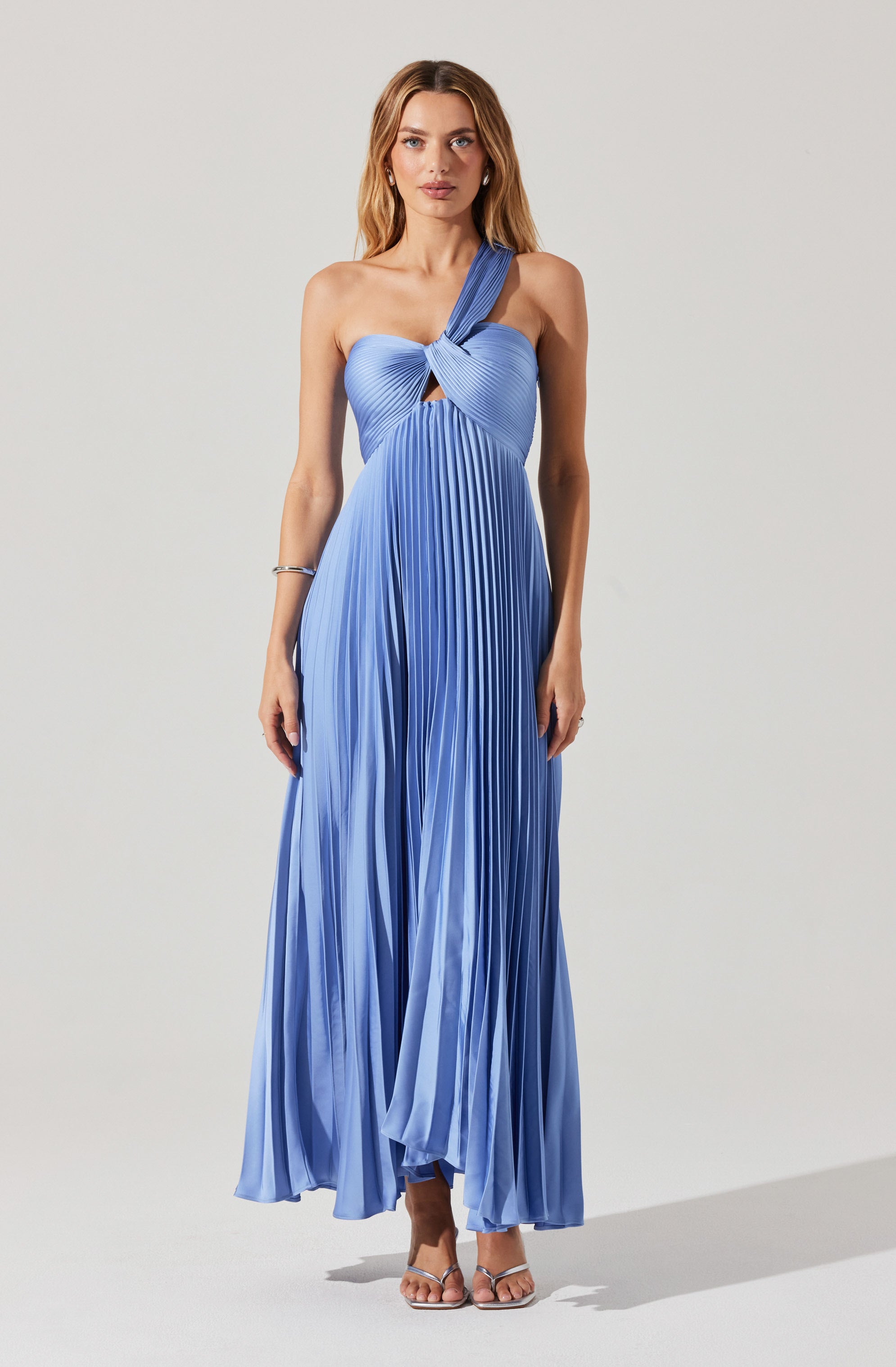 Rasya One-Shoulder Pleated Maxi Dress