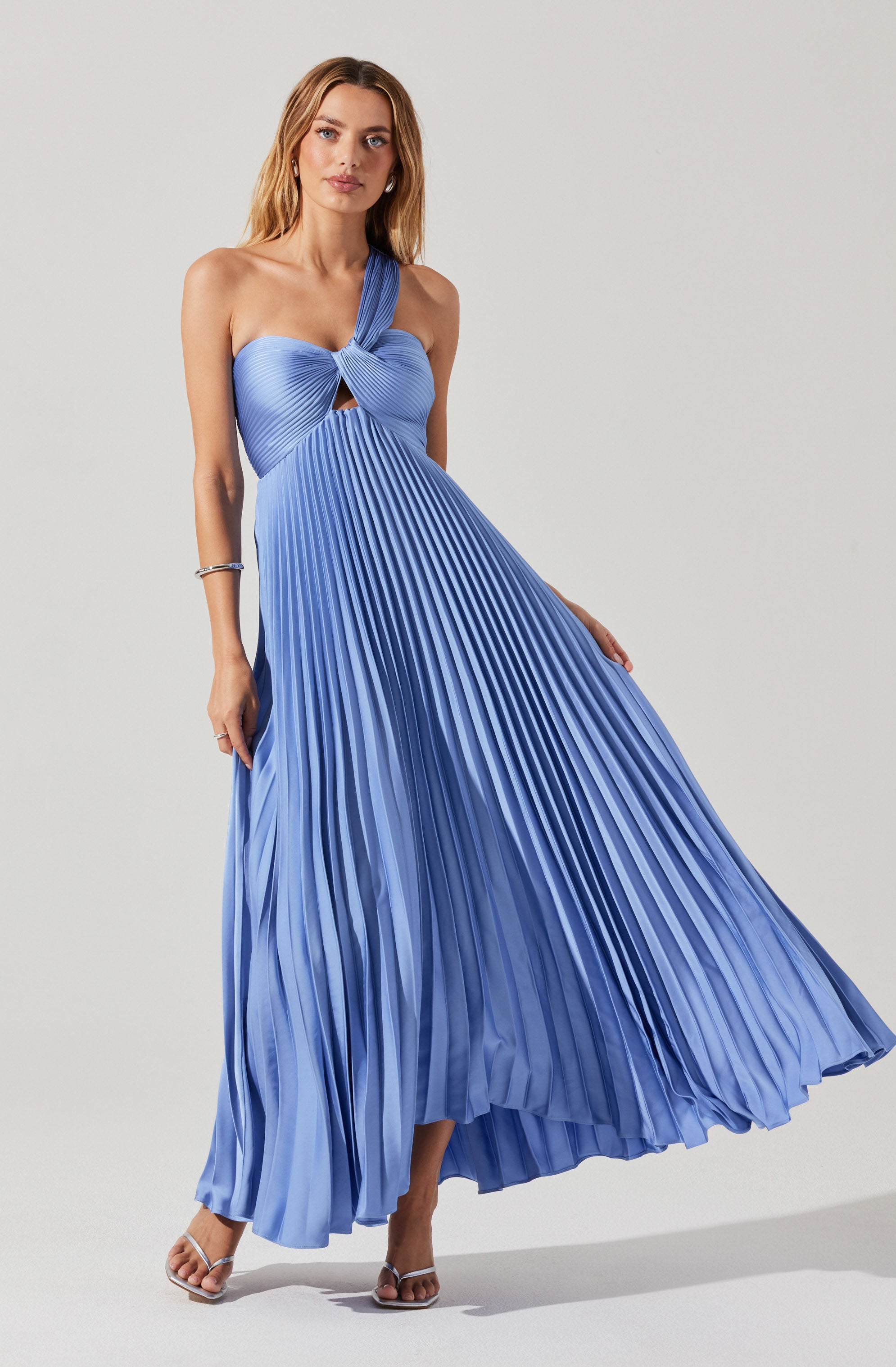 Rasya One-Shoulder Pleated Maxi Dress