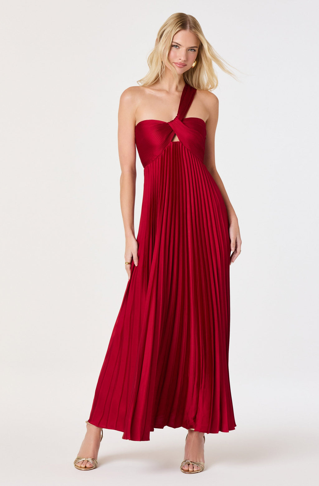 Rasya One-Shoulder Pleated Maxi Dress