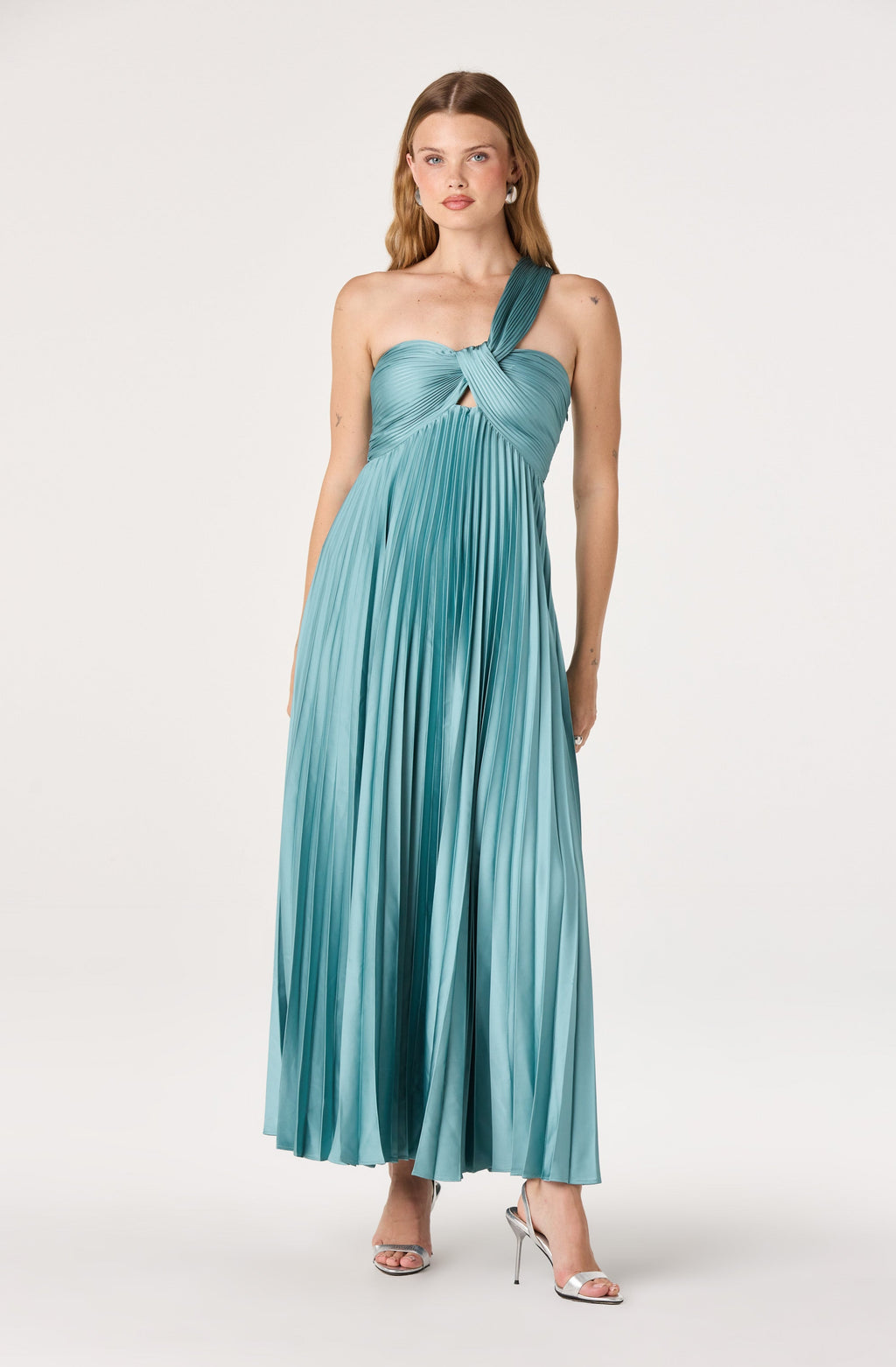 Rasya One-Shoulder Pleated Maxi Dress