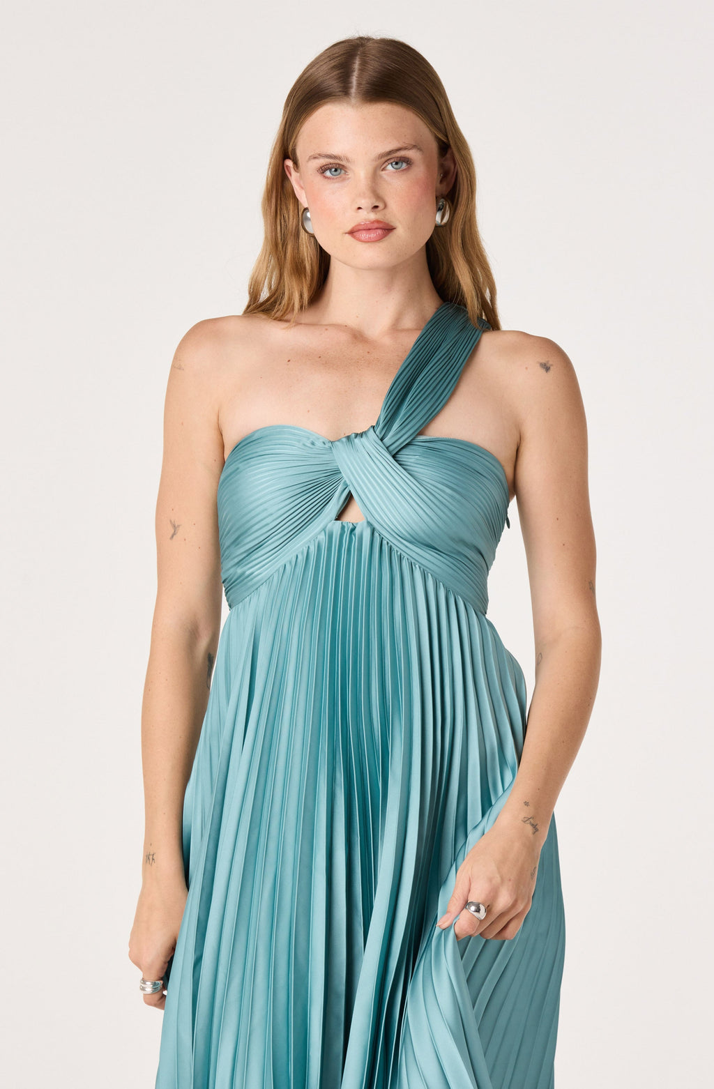 Rasya One-Shoulder Pleated Maxi Dress