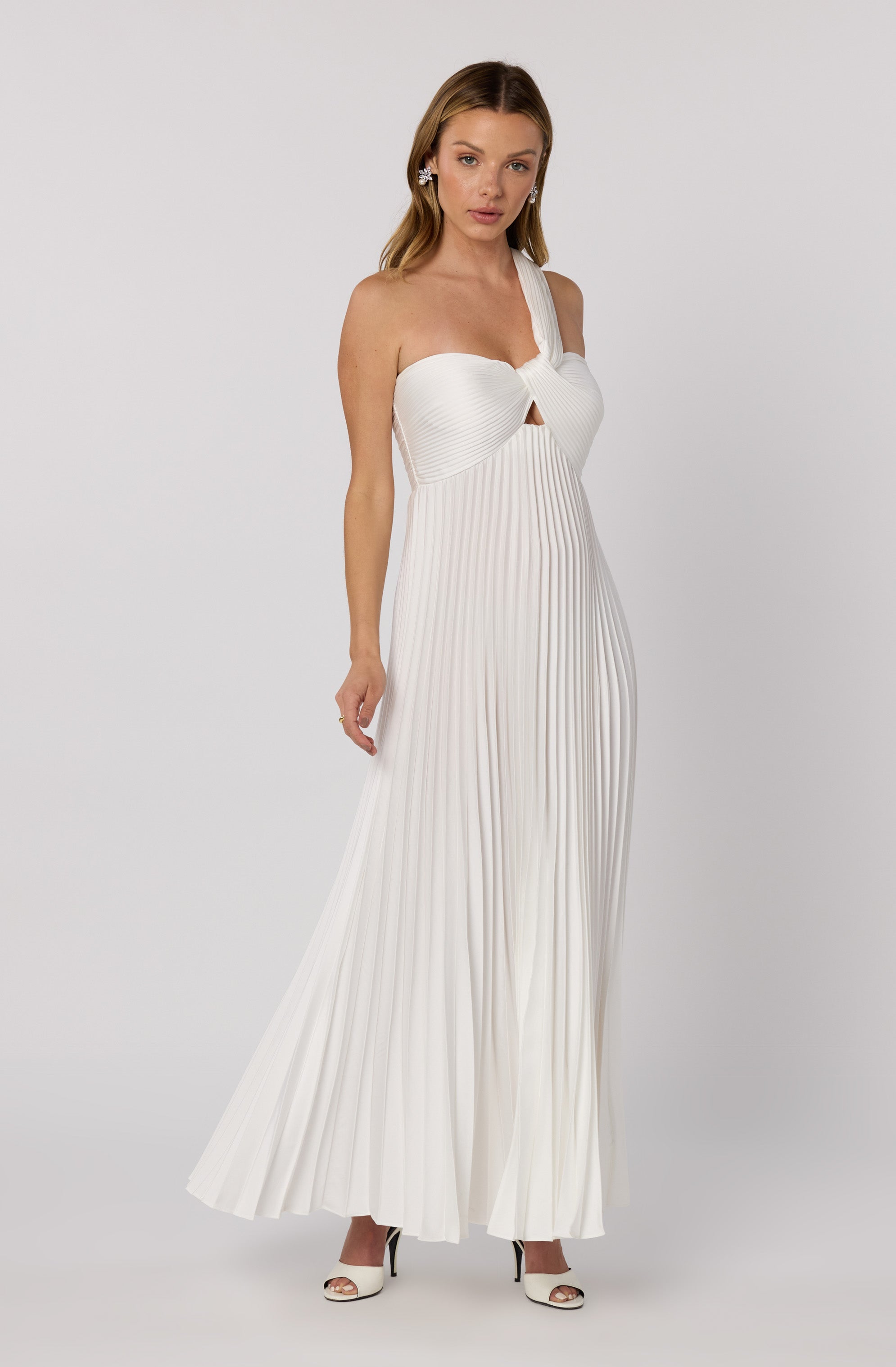 Rasya One-Shoulder Pleated Maxi Dress