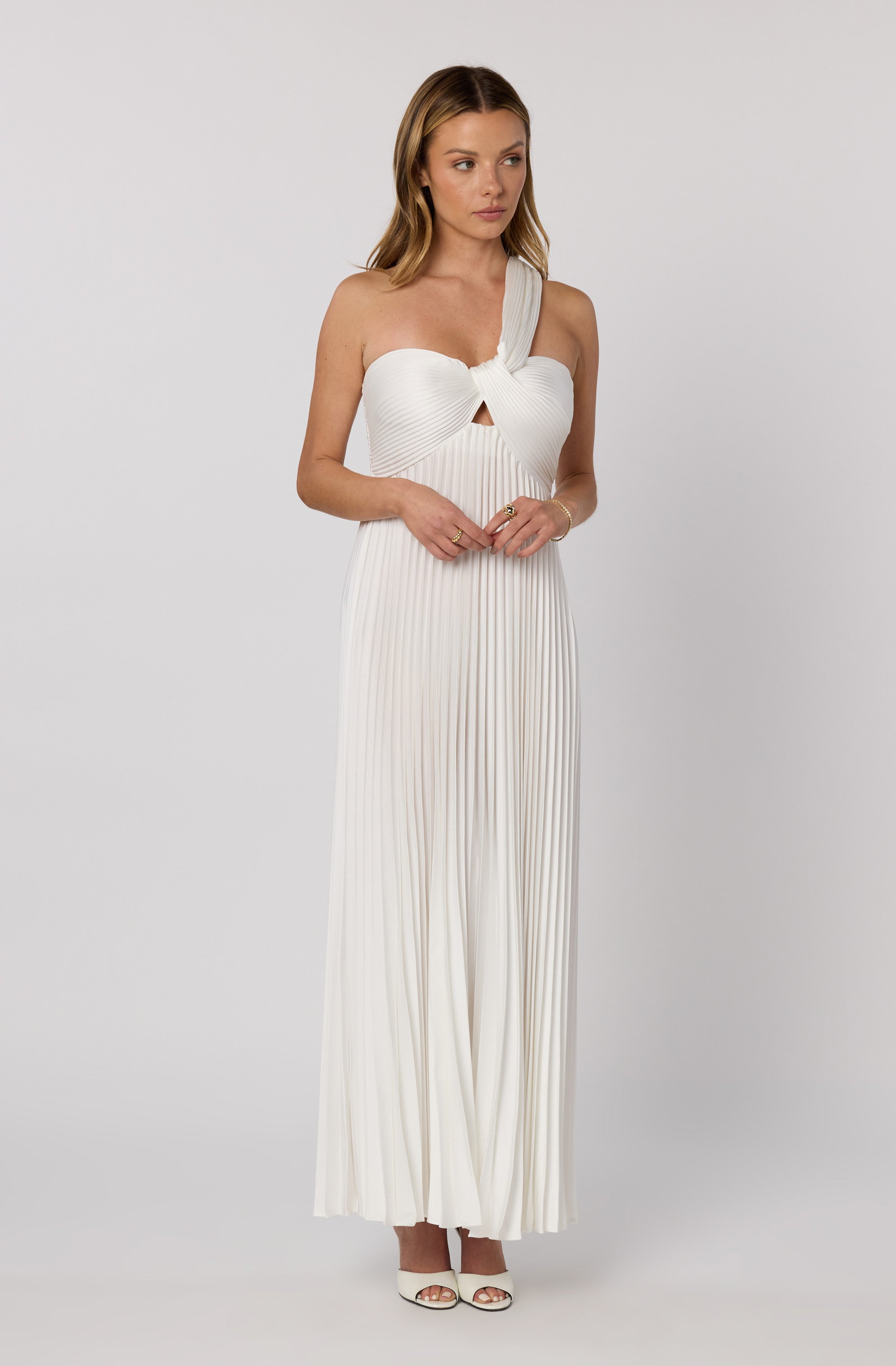 Rasya One-Shoulder Pleated Maxi Dress