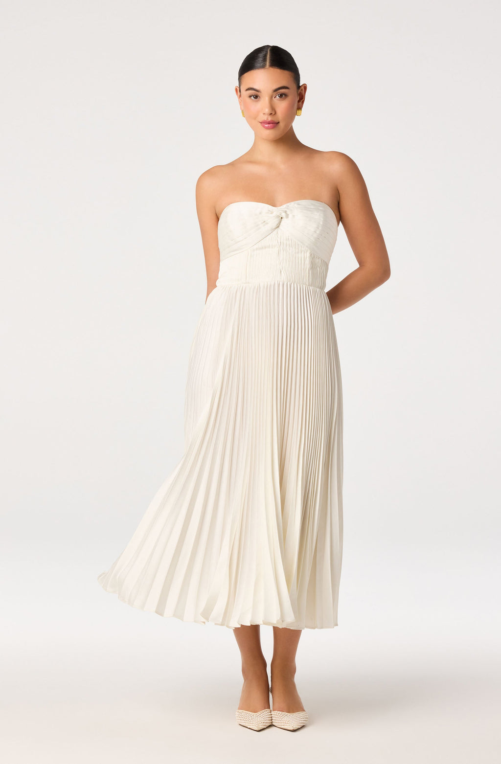 Ascella Sweetheart Pleated Midi Dress