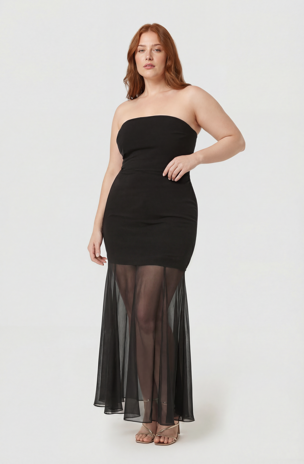 Lizet Strapless Mini Dress with Sheer Maxi Overlay