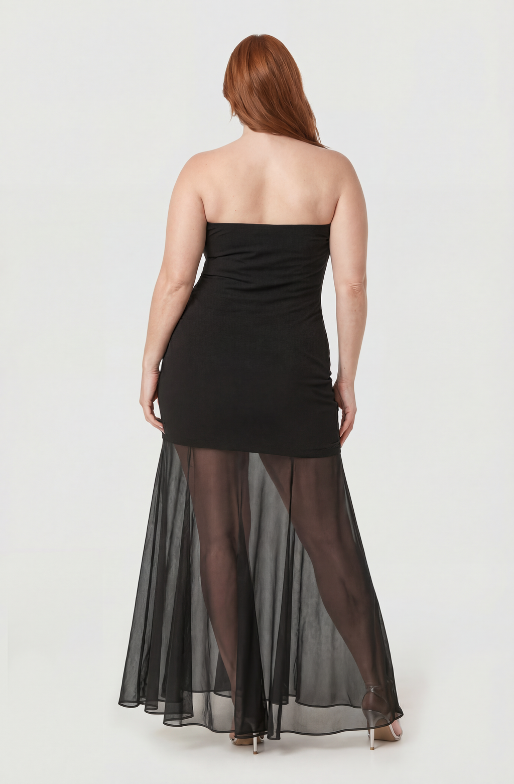 Lizet Strapless Mini Dress with Sheer Maxi Overlay