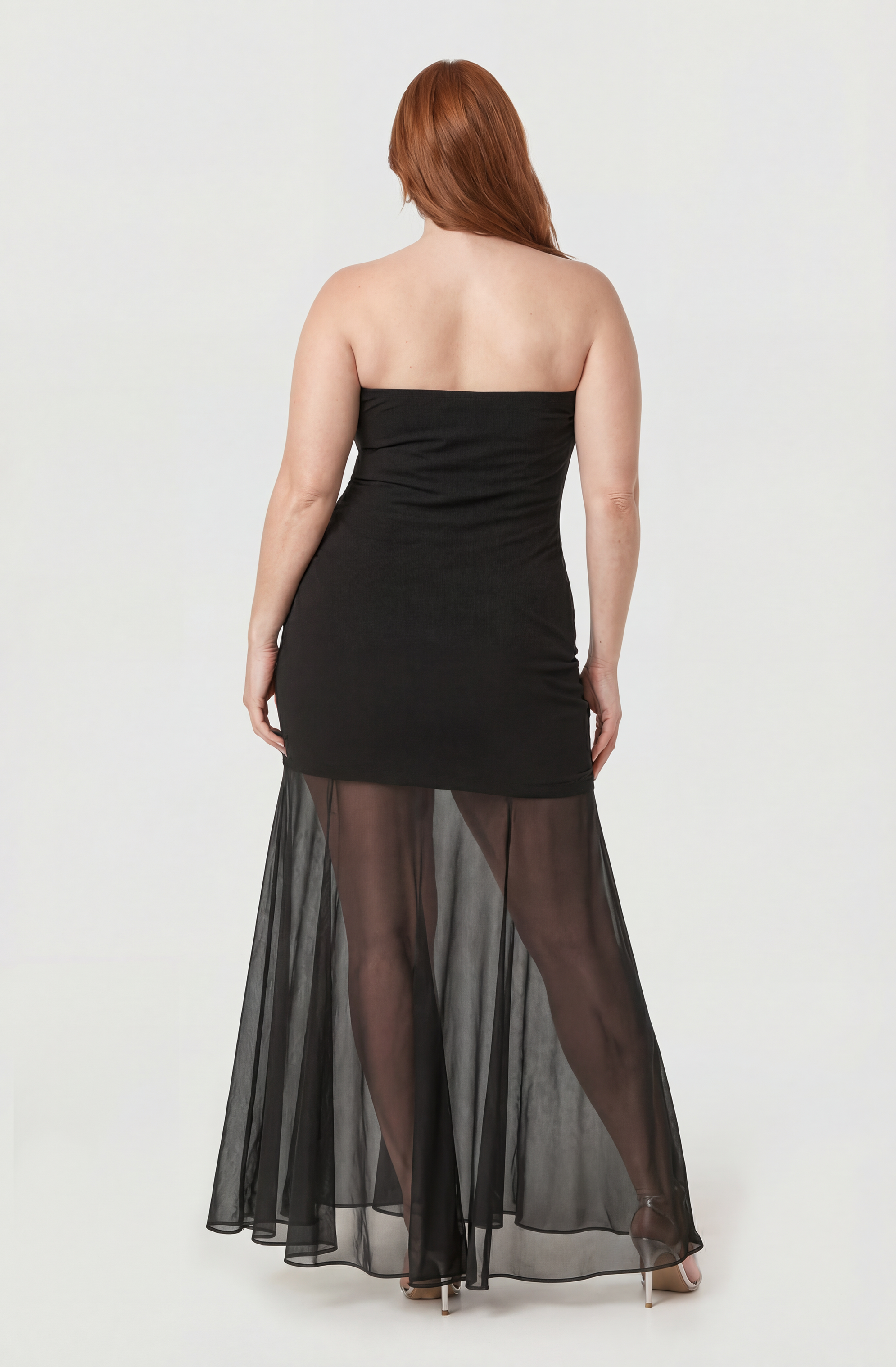 Lizet Strapless Mini Dress with Sheer Maxi Overlay