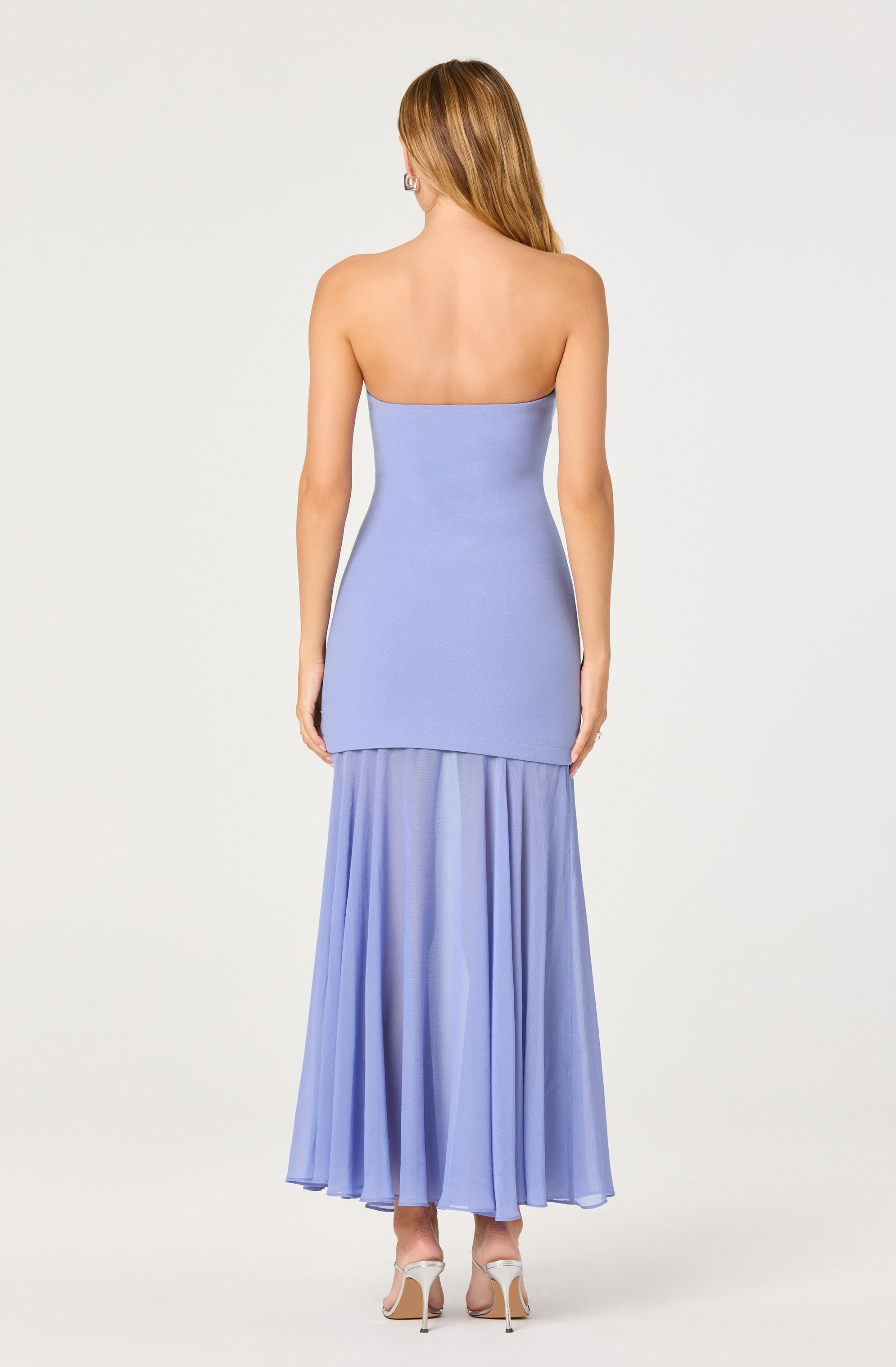 Lizet Strapless Mini Dress with Sheer Maxi Overlay