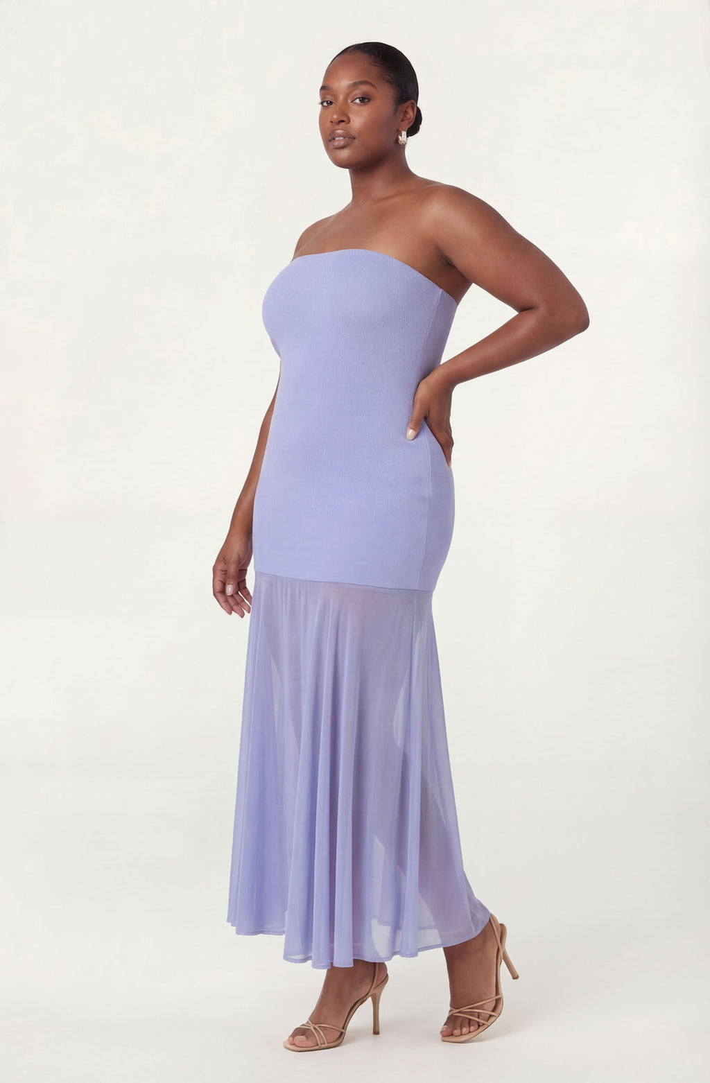Lizet Strapless Mini Dress with Sheer Maxi Overlay