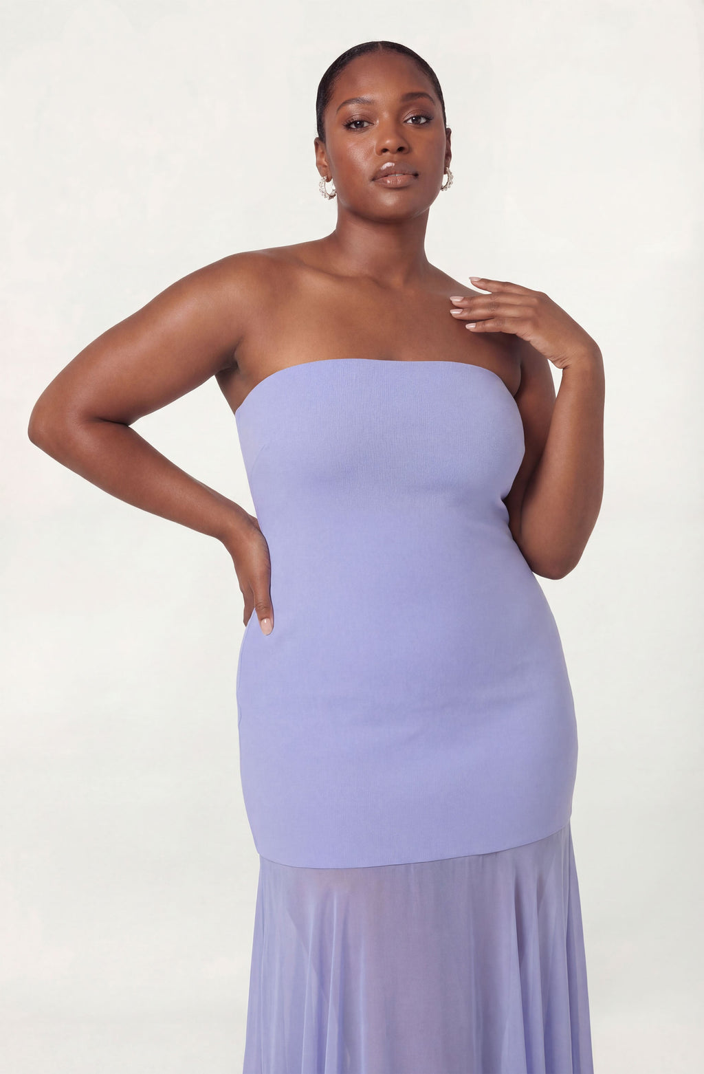 Lizet Strapless Mini Dress with Sheer Maxi Overlay