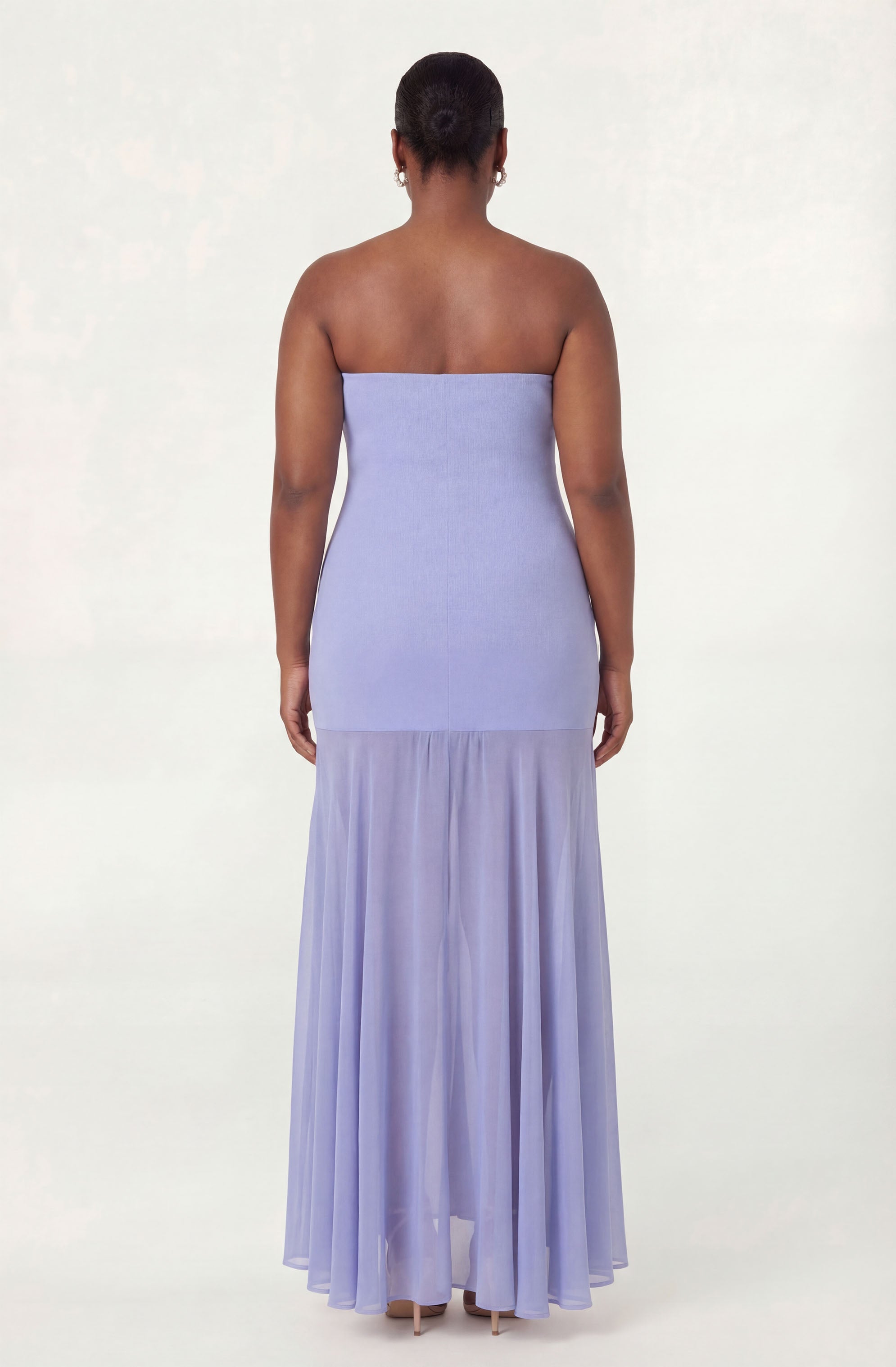 Lizet Strapless Mini Dress with Sheer Maxi Overlay