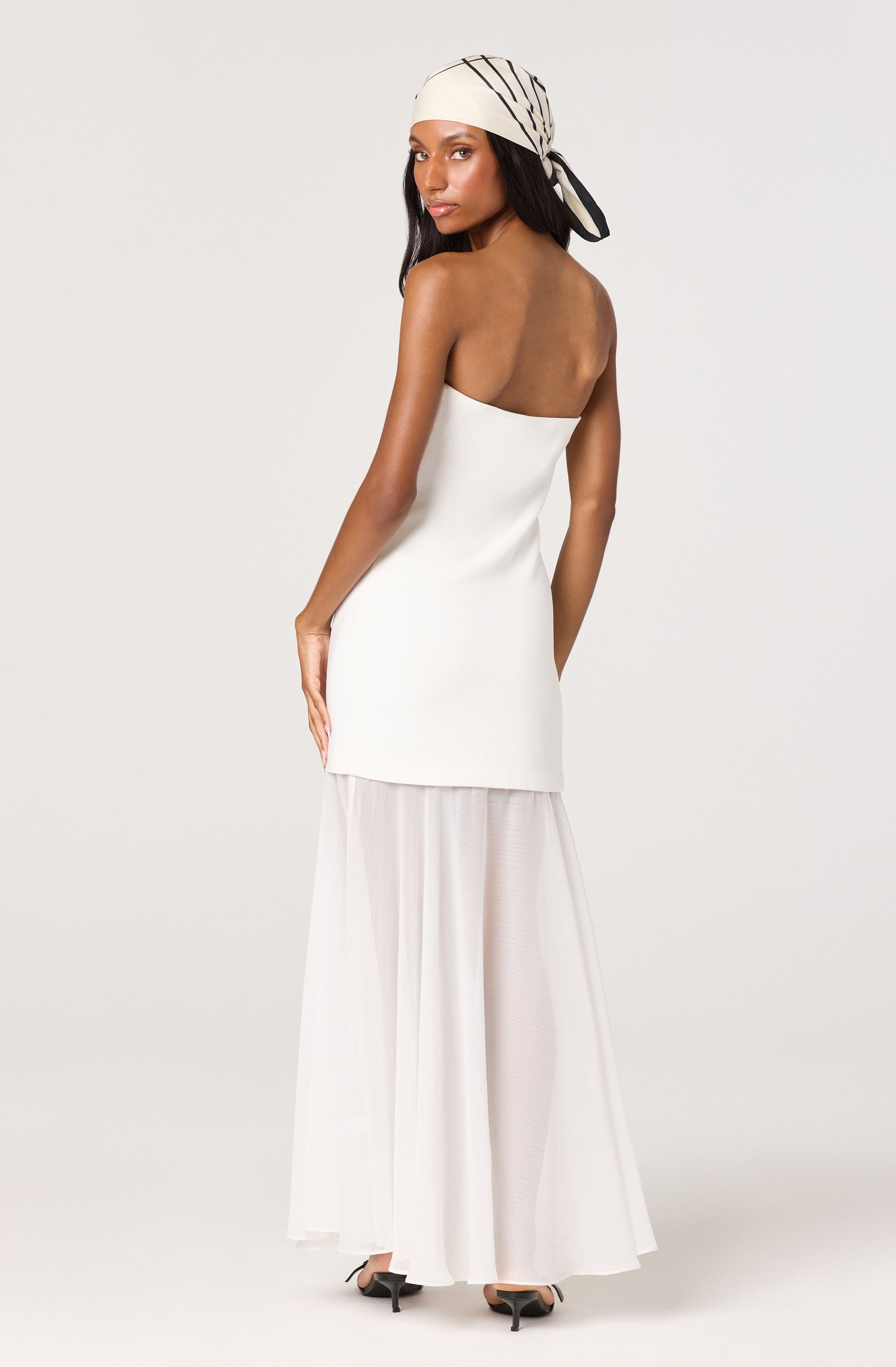 Lizet Strapless Mini Dress with Sheer Maxi Overlay