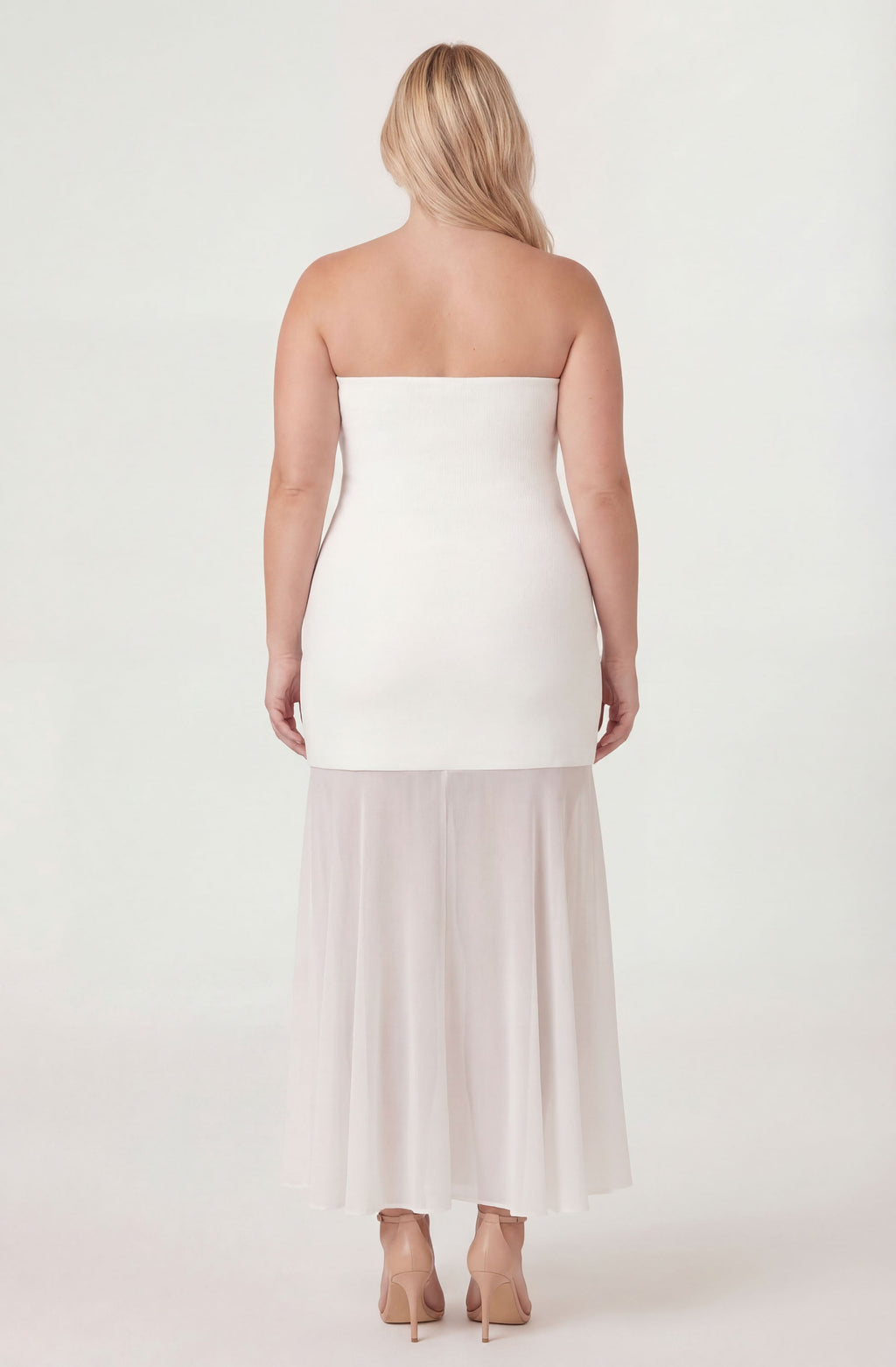 Lizet Strapless Mini Dress with Sheer Maxi Overlay