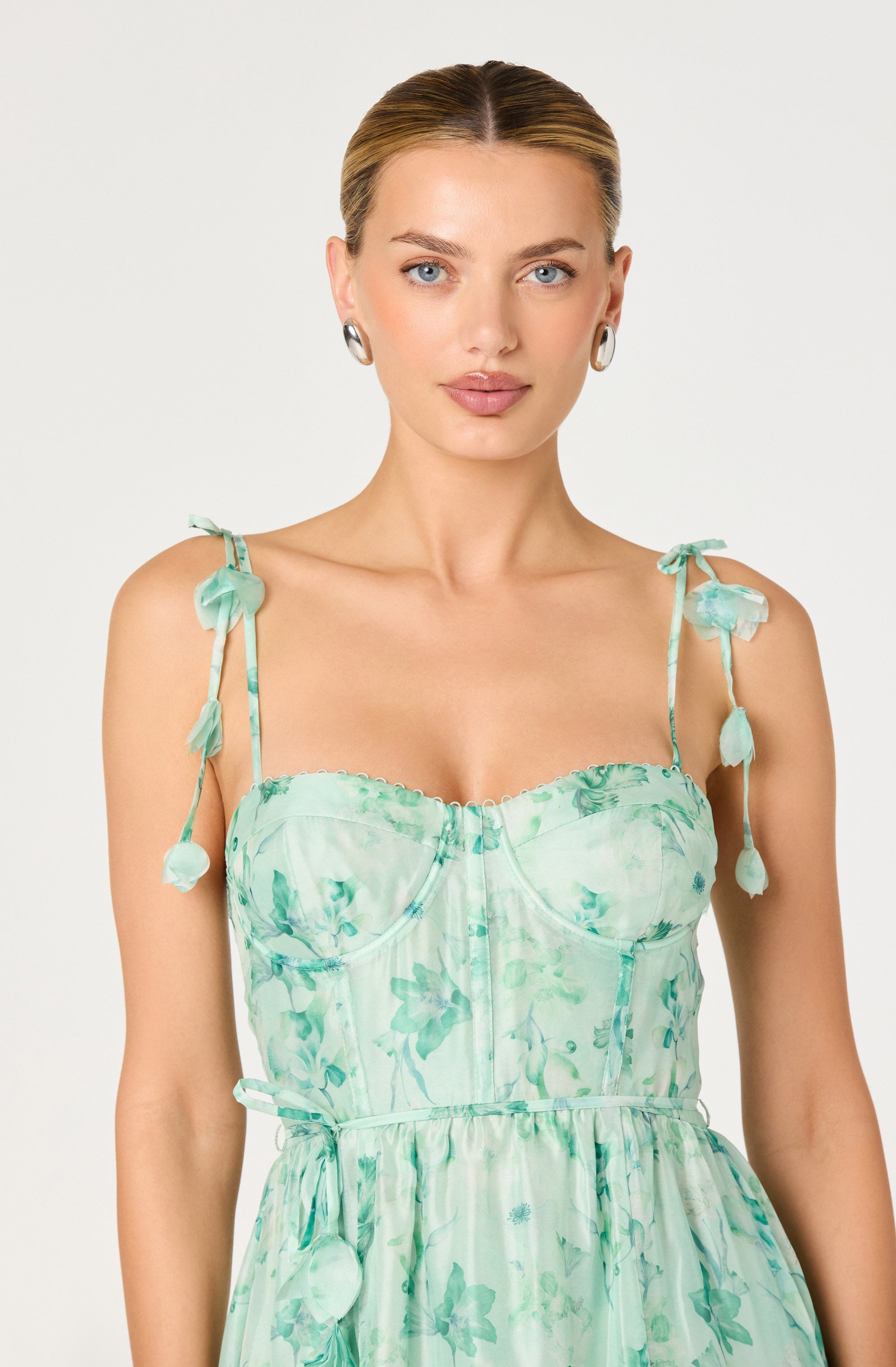 Halcyon Floral 3D Flower Appliqué Midi Dress