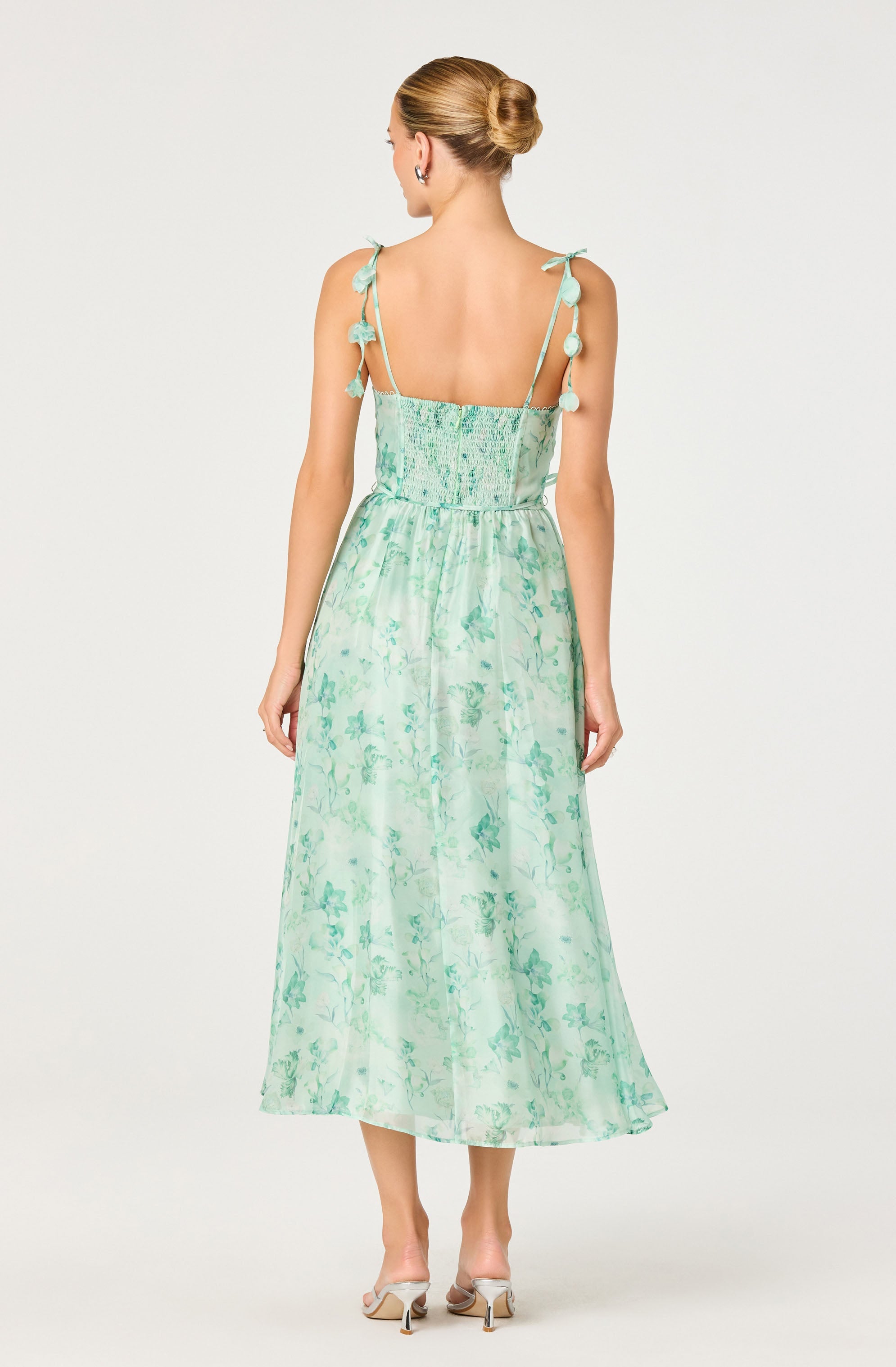 Halcyon Floral 3D Flower Appliqué Midi Dress