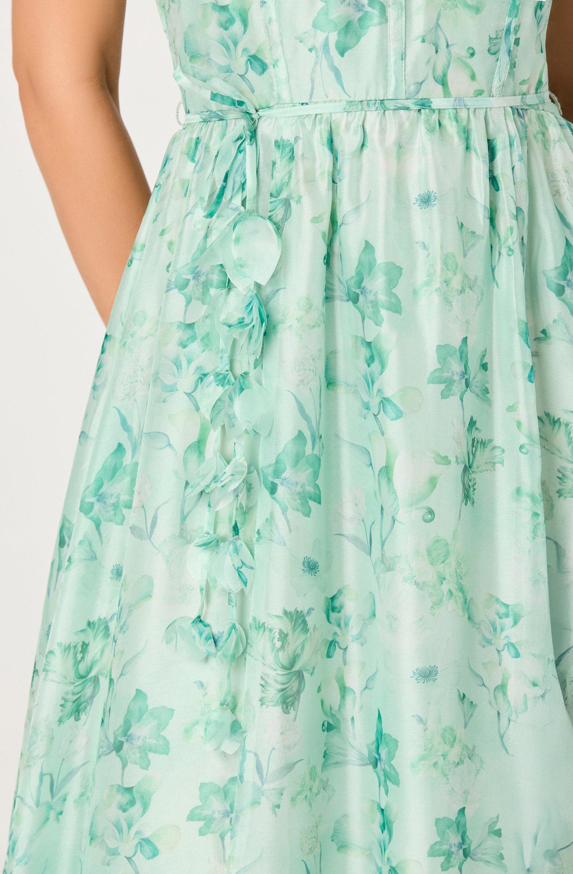 Halcyon Floral 3D Flower Appliqué Midi Dress