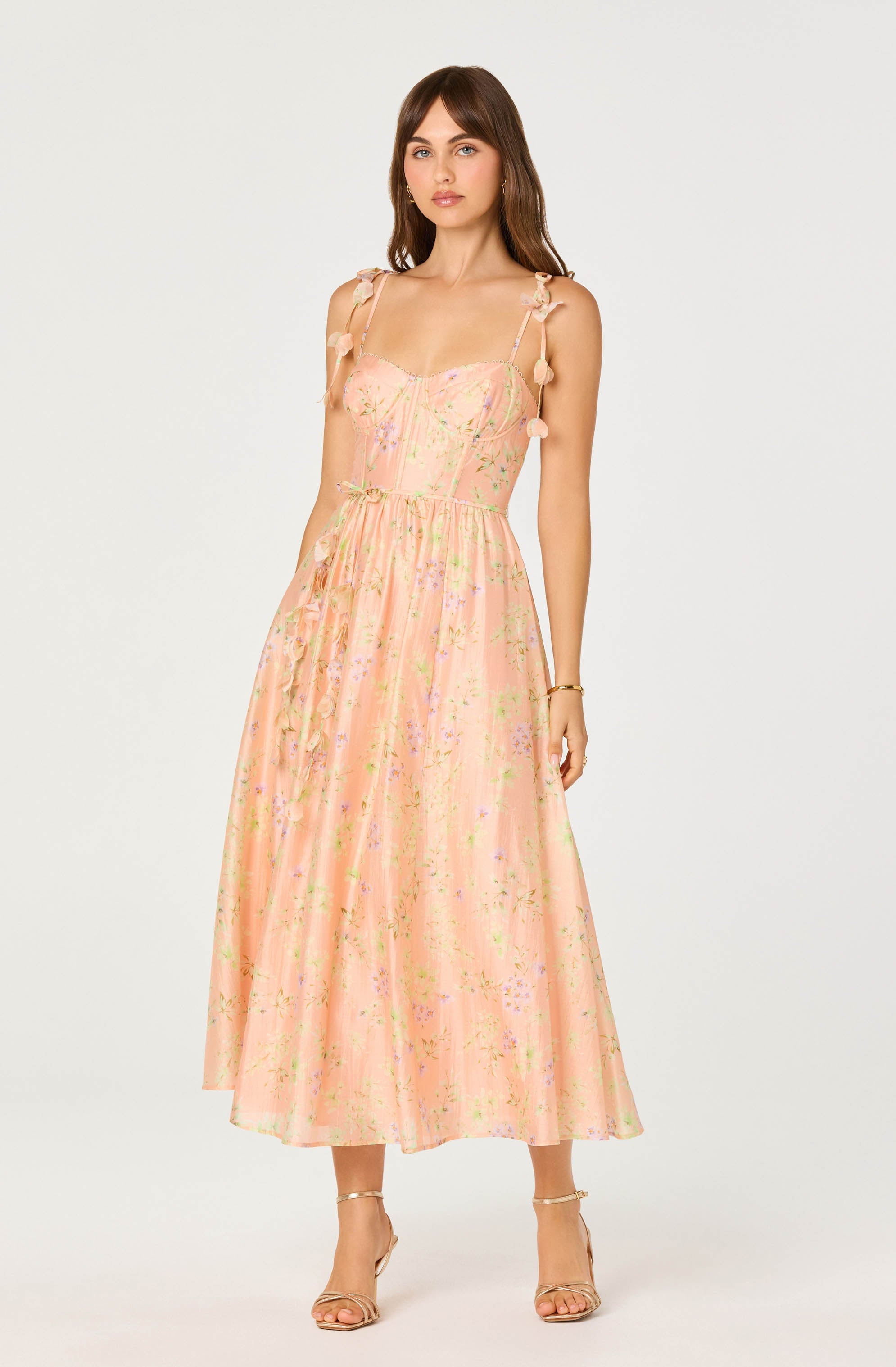 Halcyon Floral 3D Flower Appliqué Midi Dress