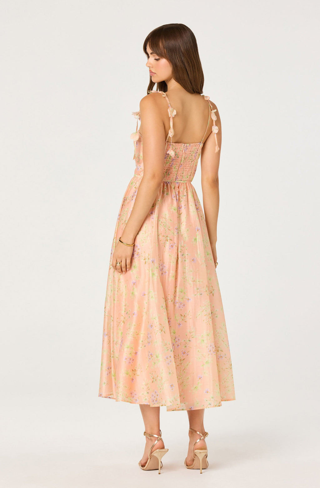Halcyon Floral 3D Flower Appliqué Midi Dress