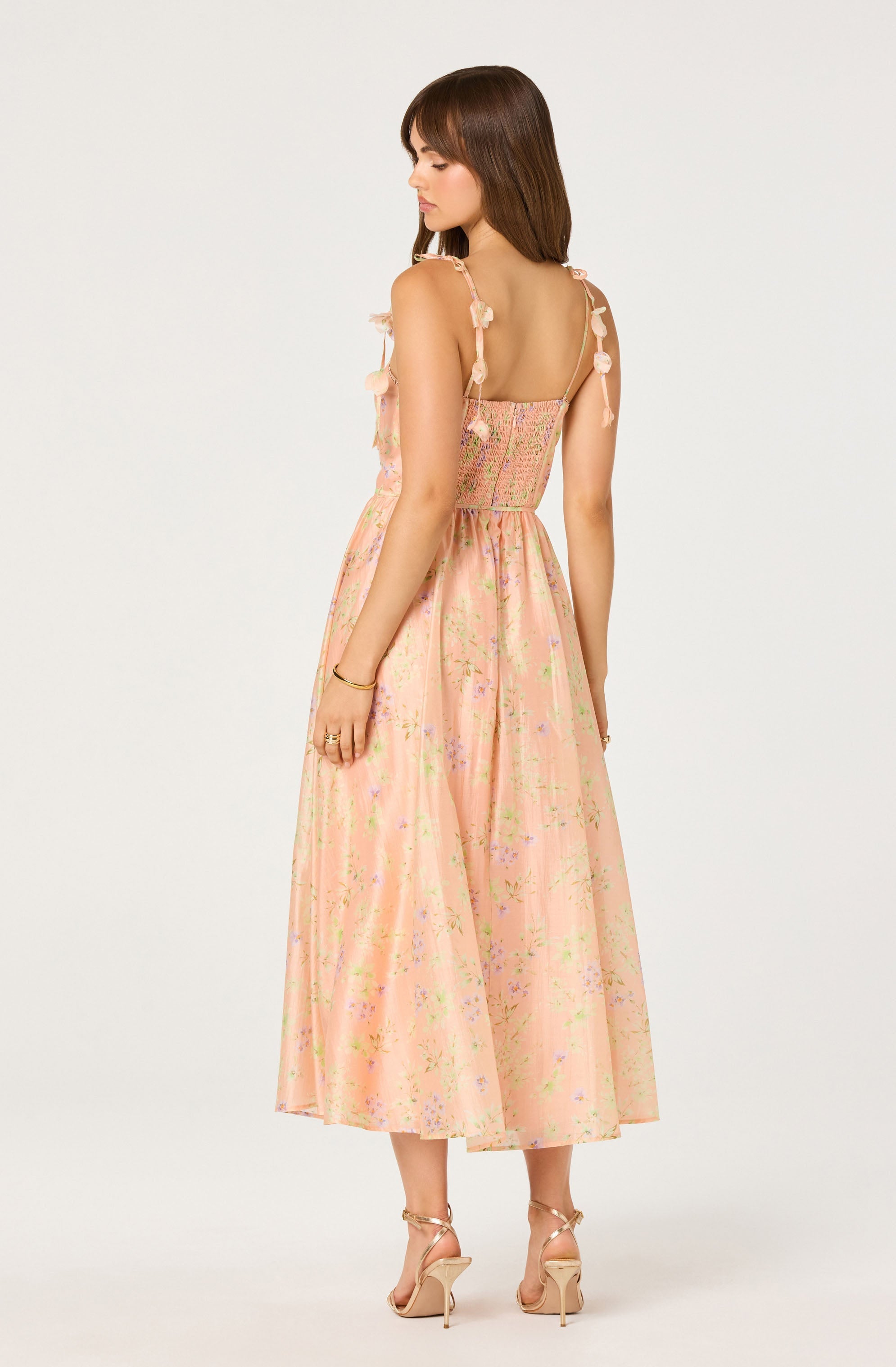 Halcyon Floral 3D Flower Appliqué Midi Dress