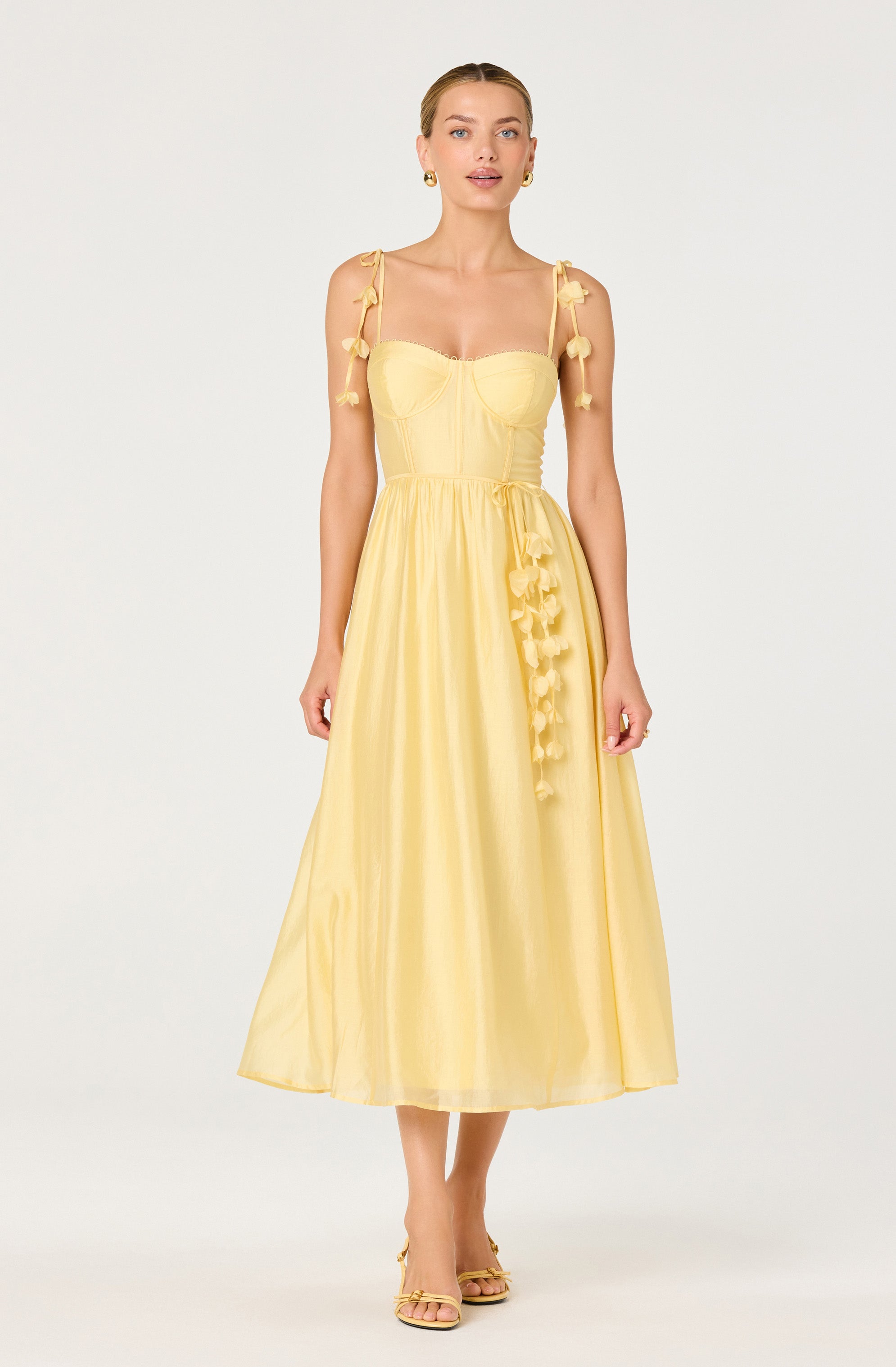Halcyon 3D Flower Appliqué Midi Dress