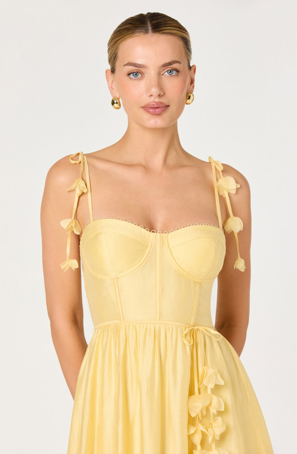 Halcyon 3D Flower Appliqué Midi Dress