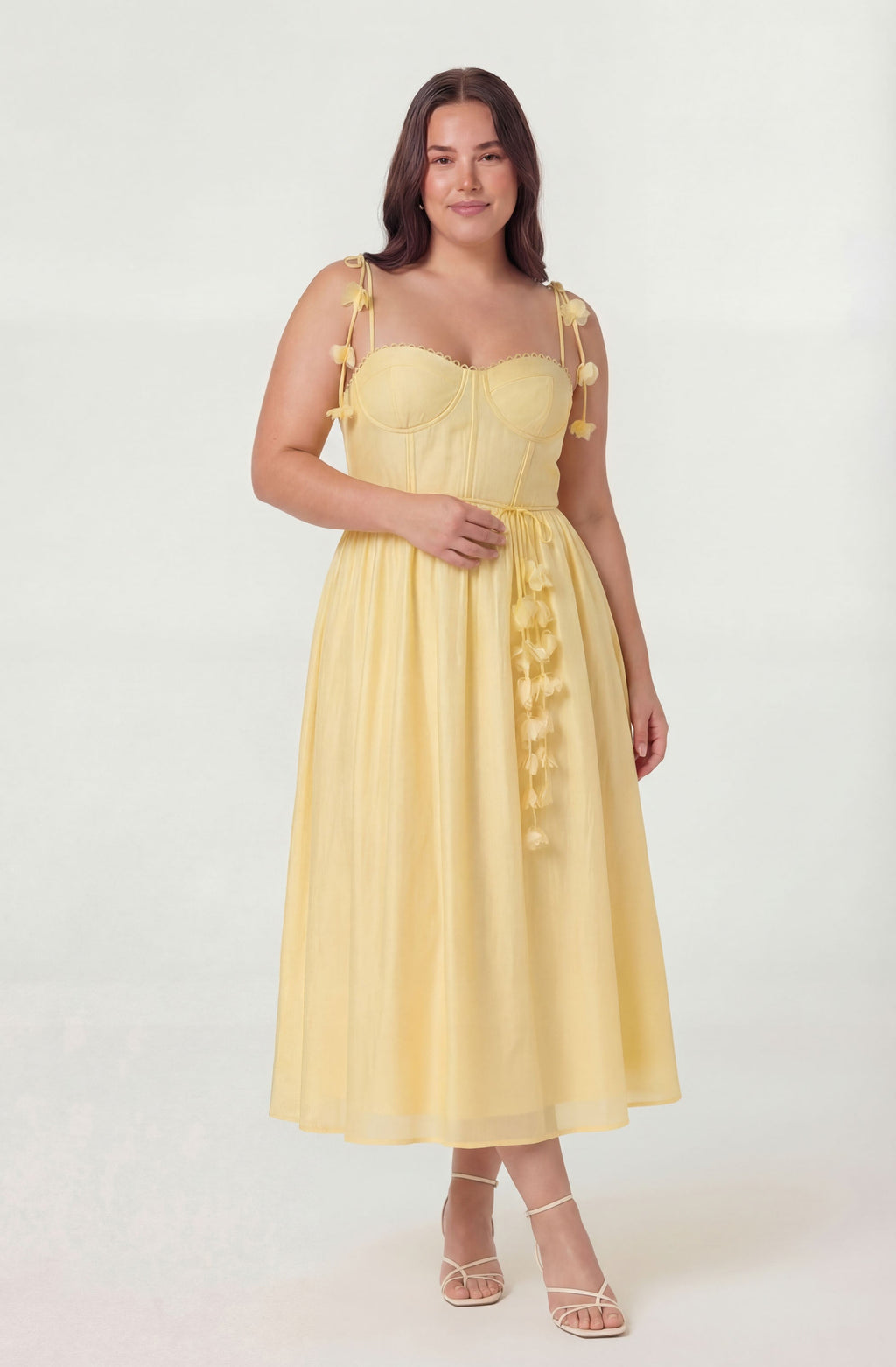 Halcyon 3D Flower Appliqué Midi Dress