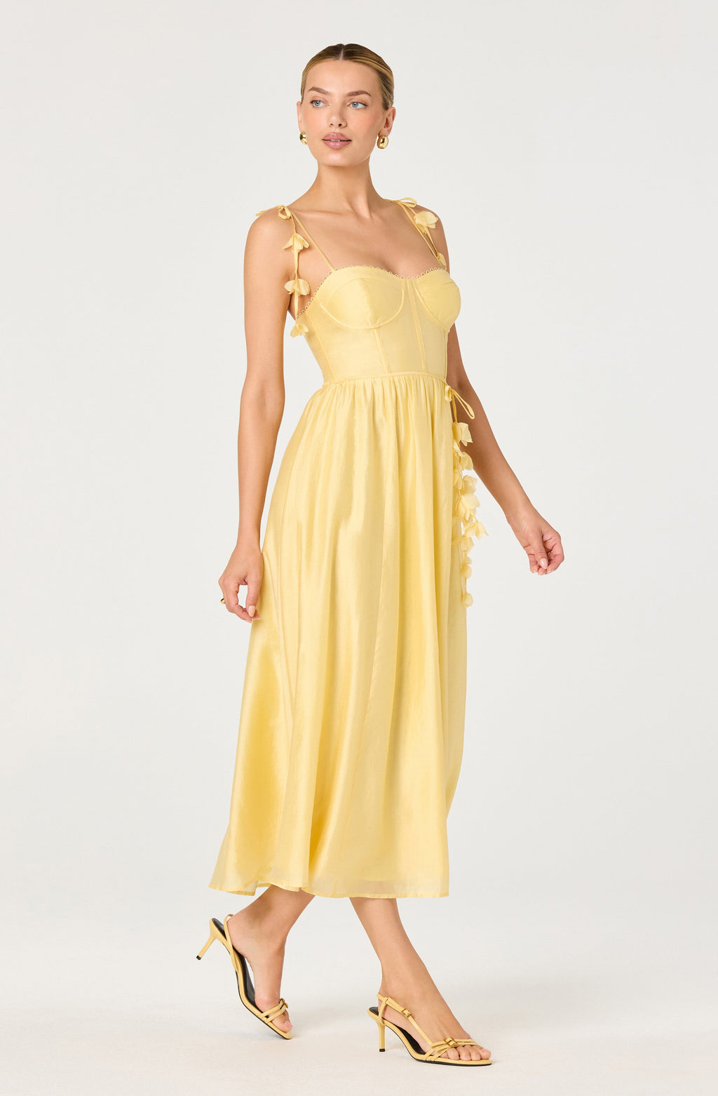 Halcyon 3D Flower Appliqué Midi Dress