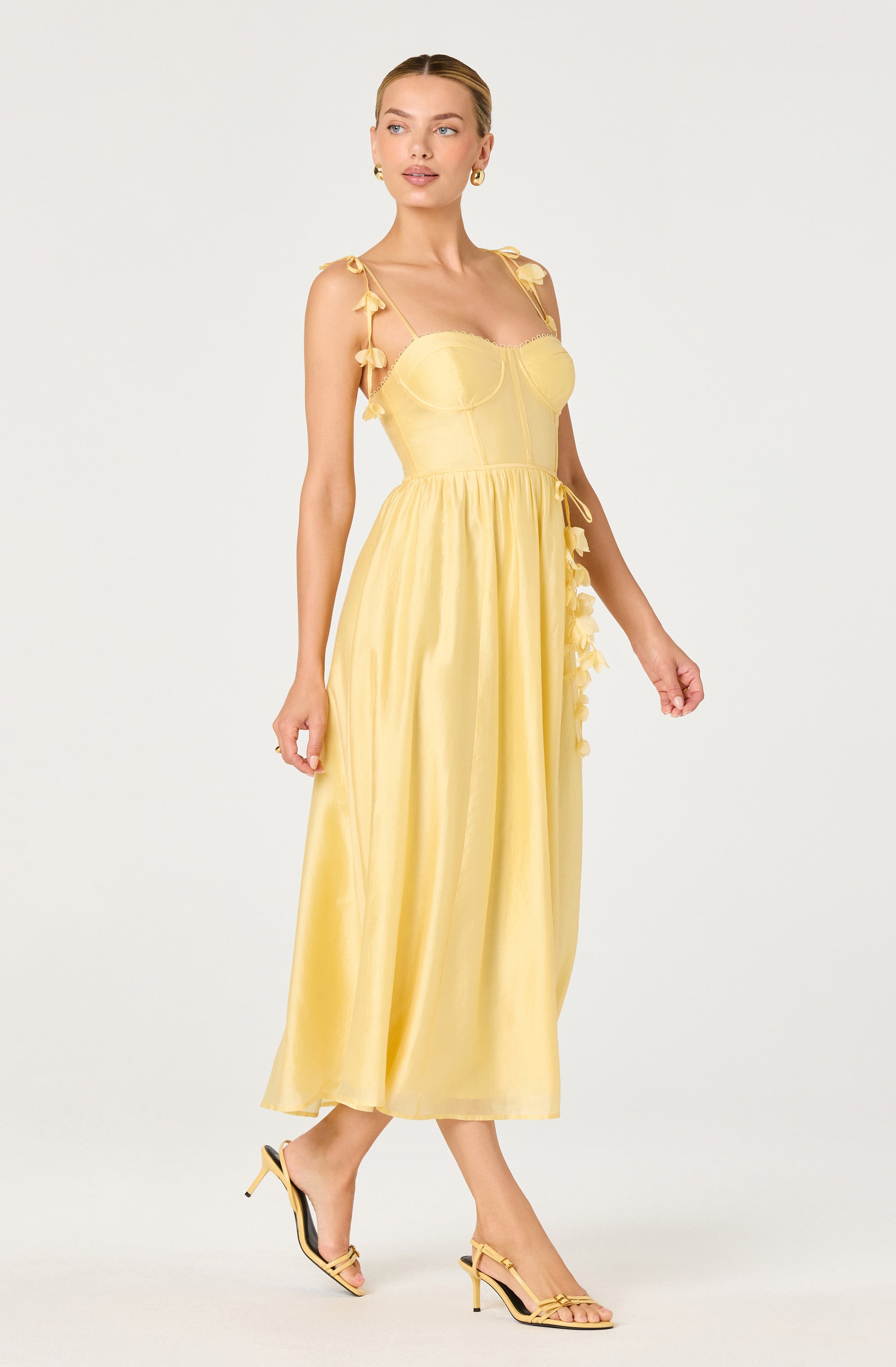 Halcyon 3D Flower Appliqué Midi Dress