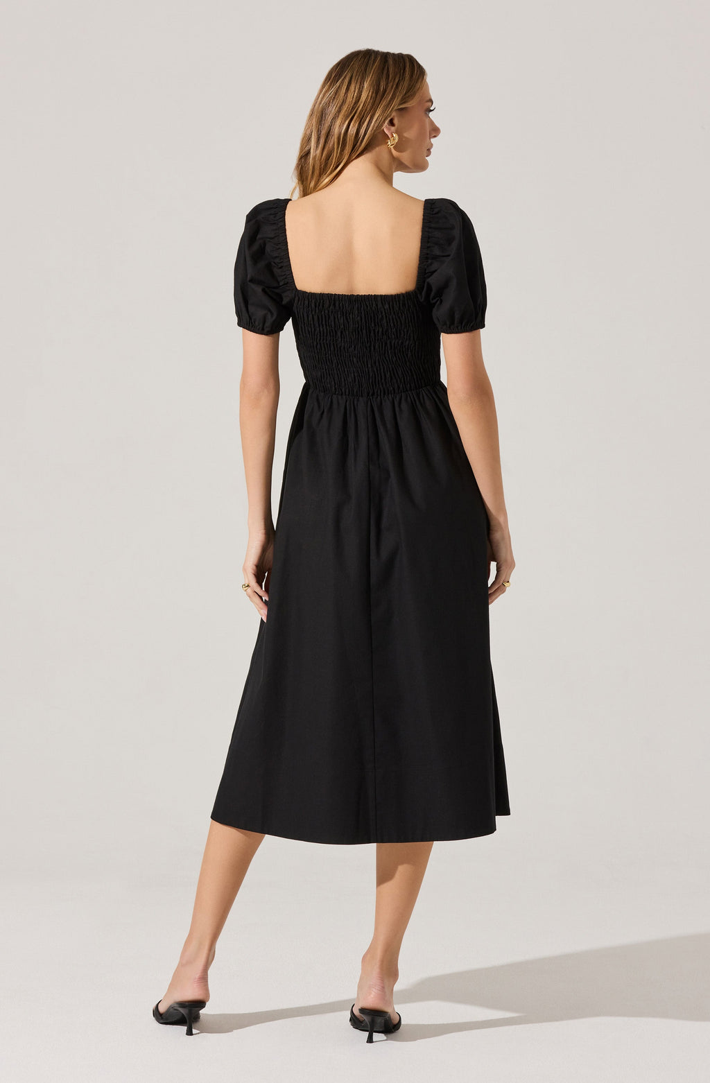 Smocked Bow Midi Dress