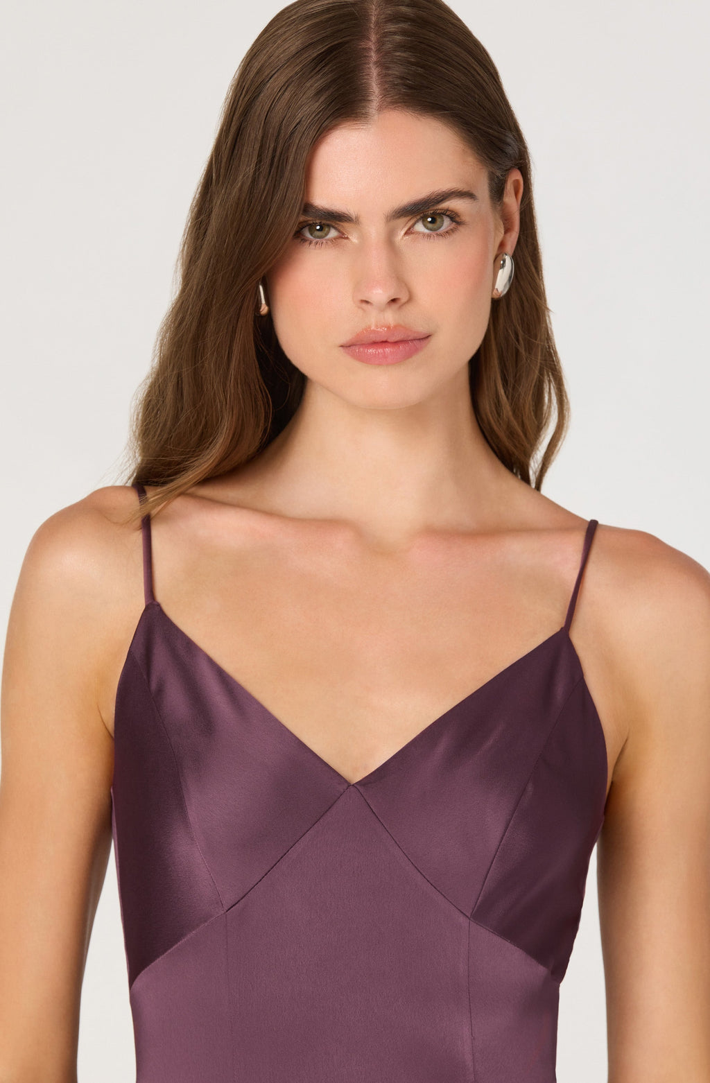 Satin Pleated Drop Waist Maxi Dress