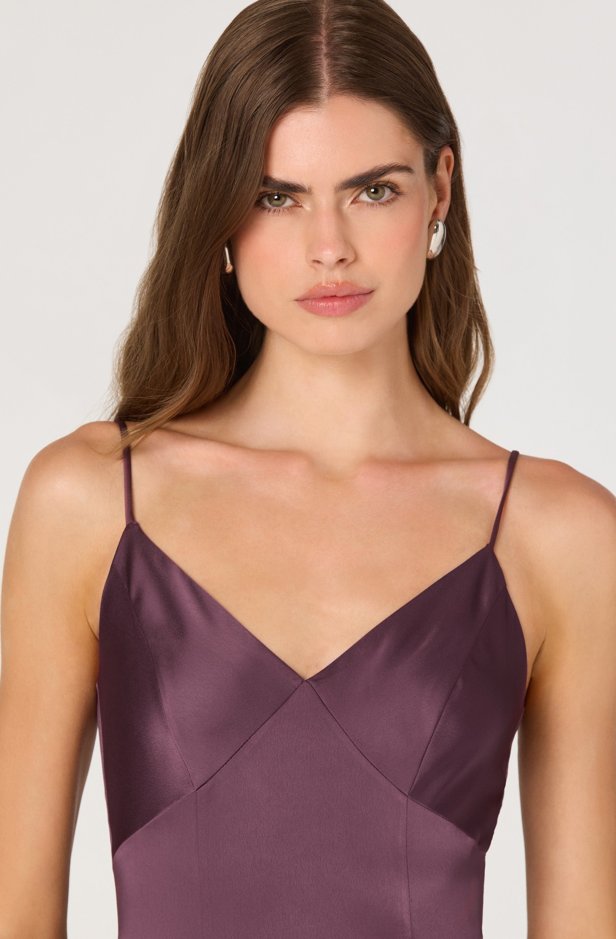 Satin Pleated Drop Waist Maxi Dress
