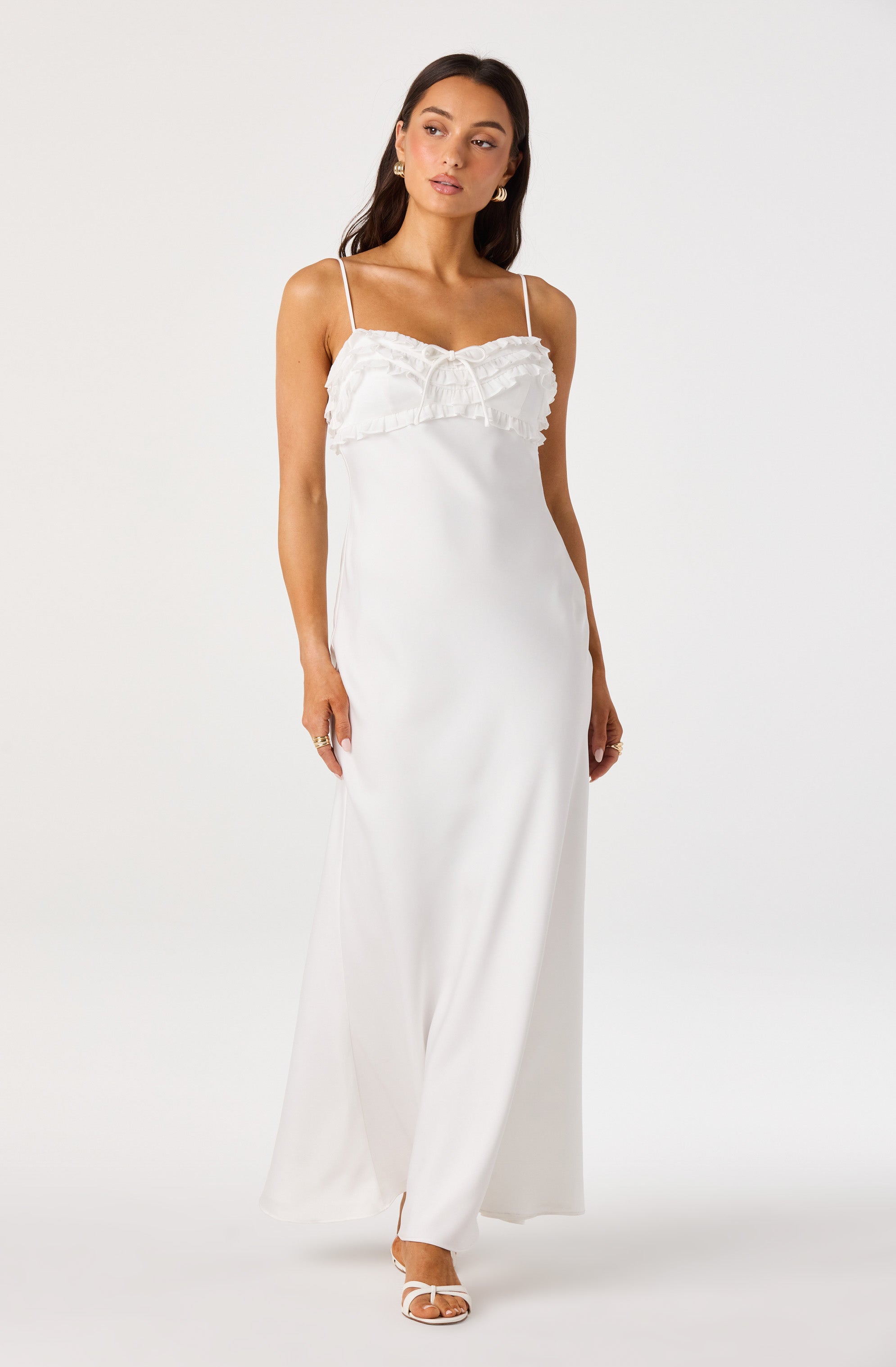 Jade Ruffle Trim Maxi Dress