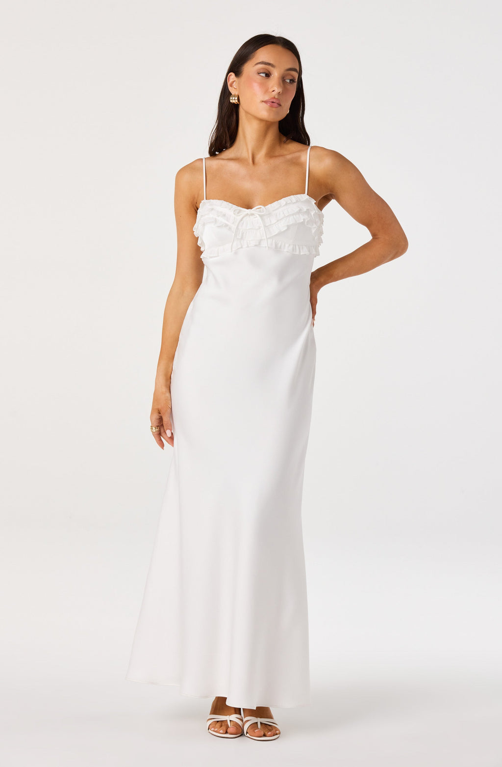 Jade Ruffle Trim Maxi Dress