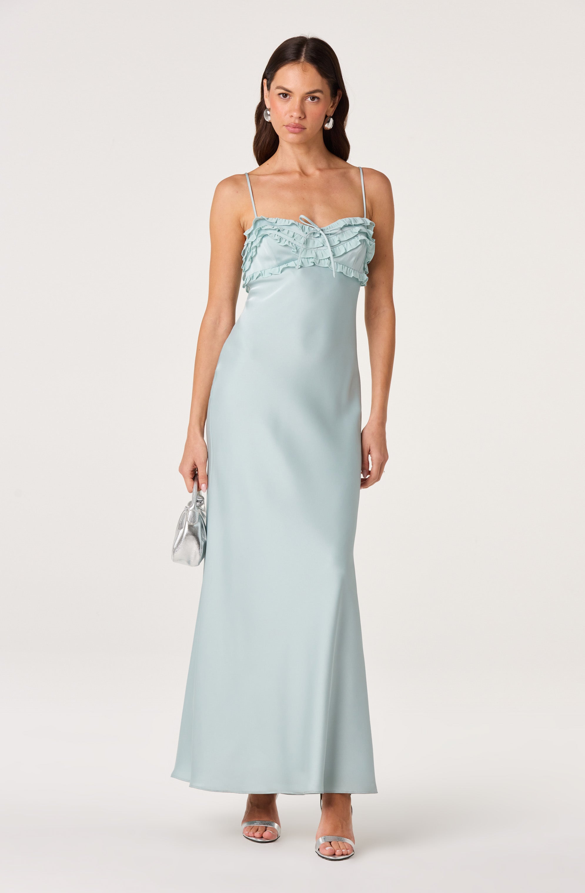 Jade Ruffle Trim Maxi Dress
