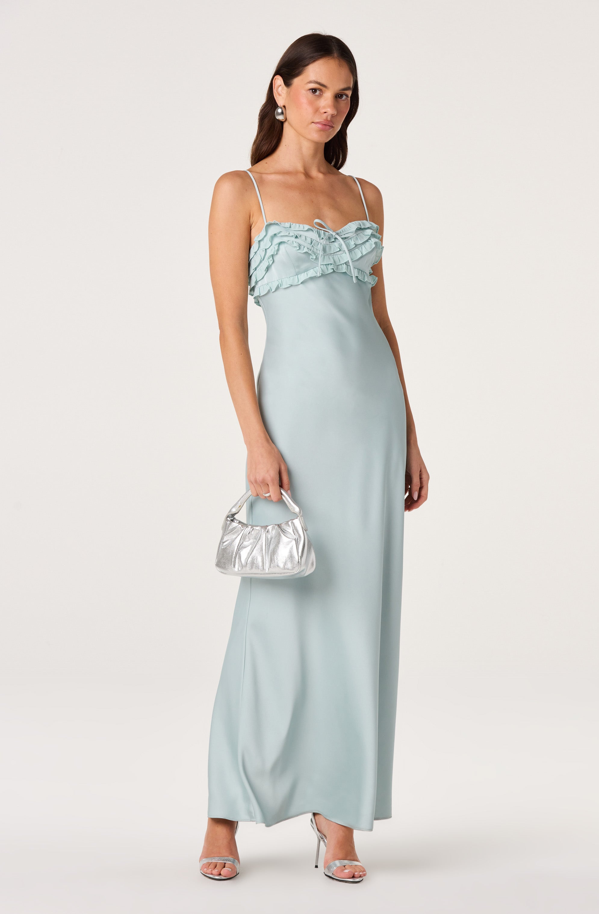Jade Ruffle Trim Maxi Dress