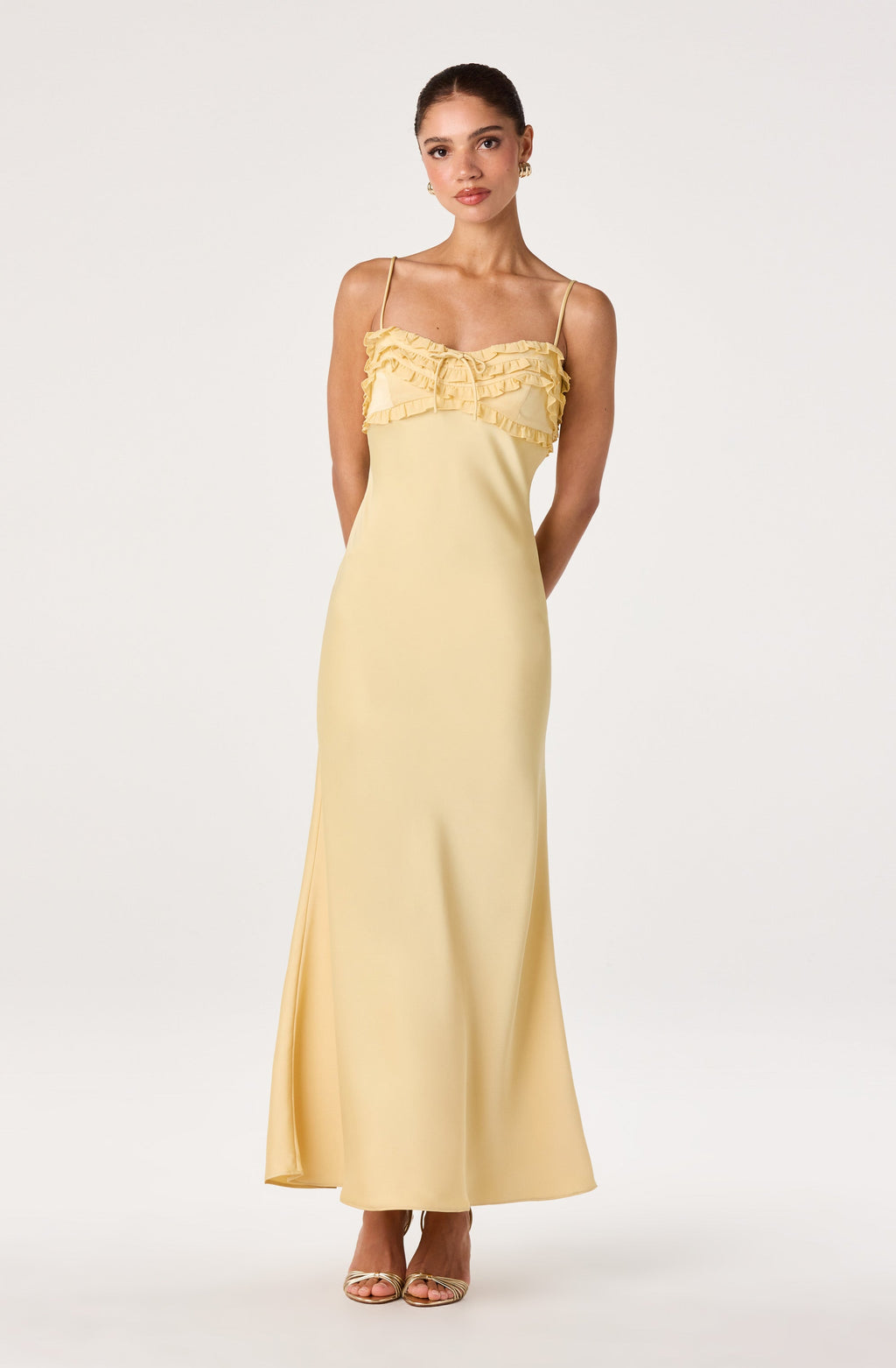 Jade Ruffle Trim Maxi Dress