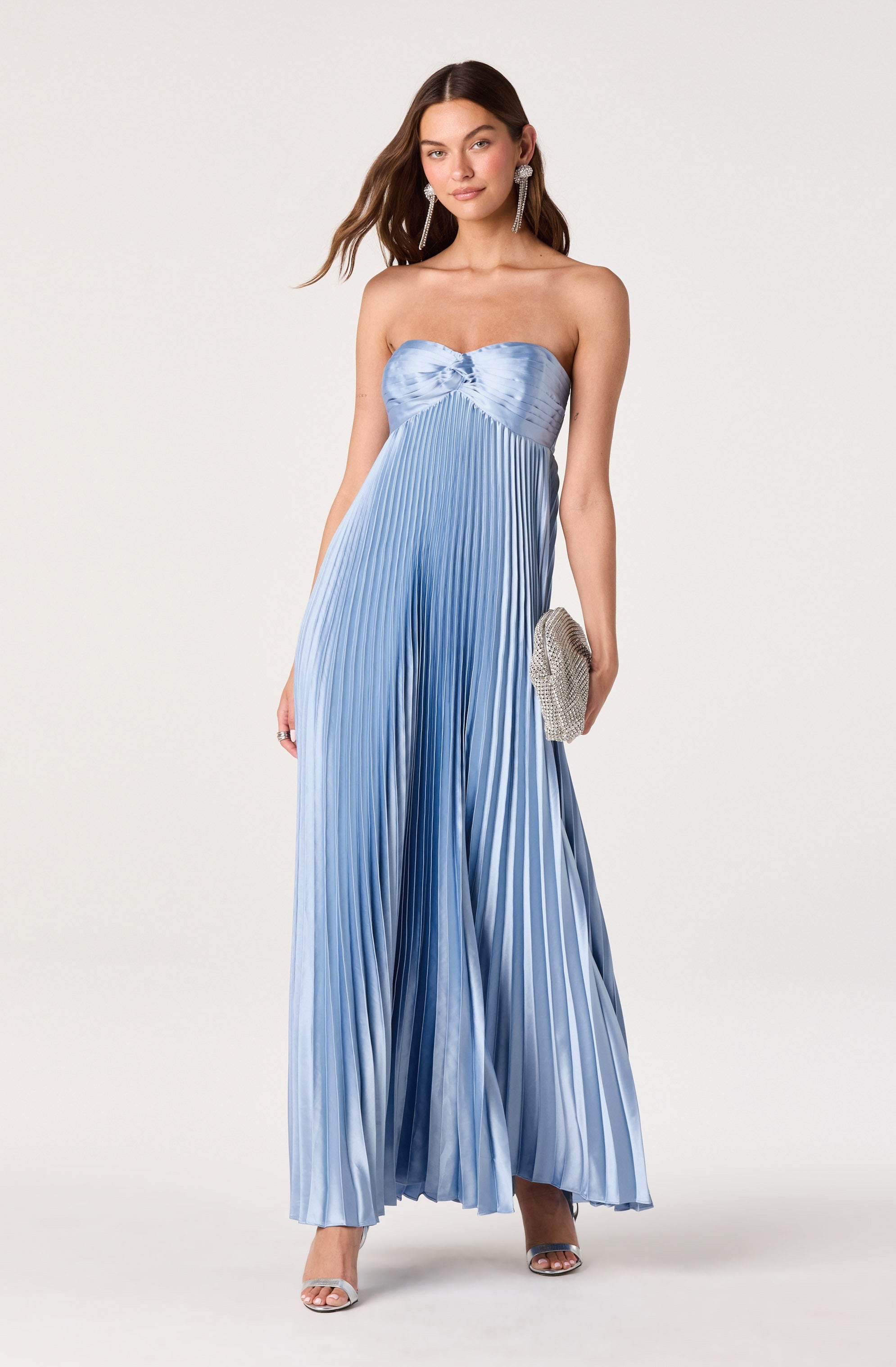 Cyrina Plissé Strapless Maxi Gown